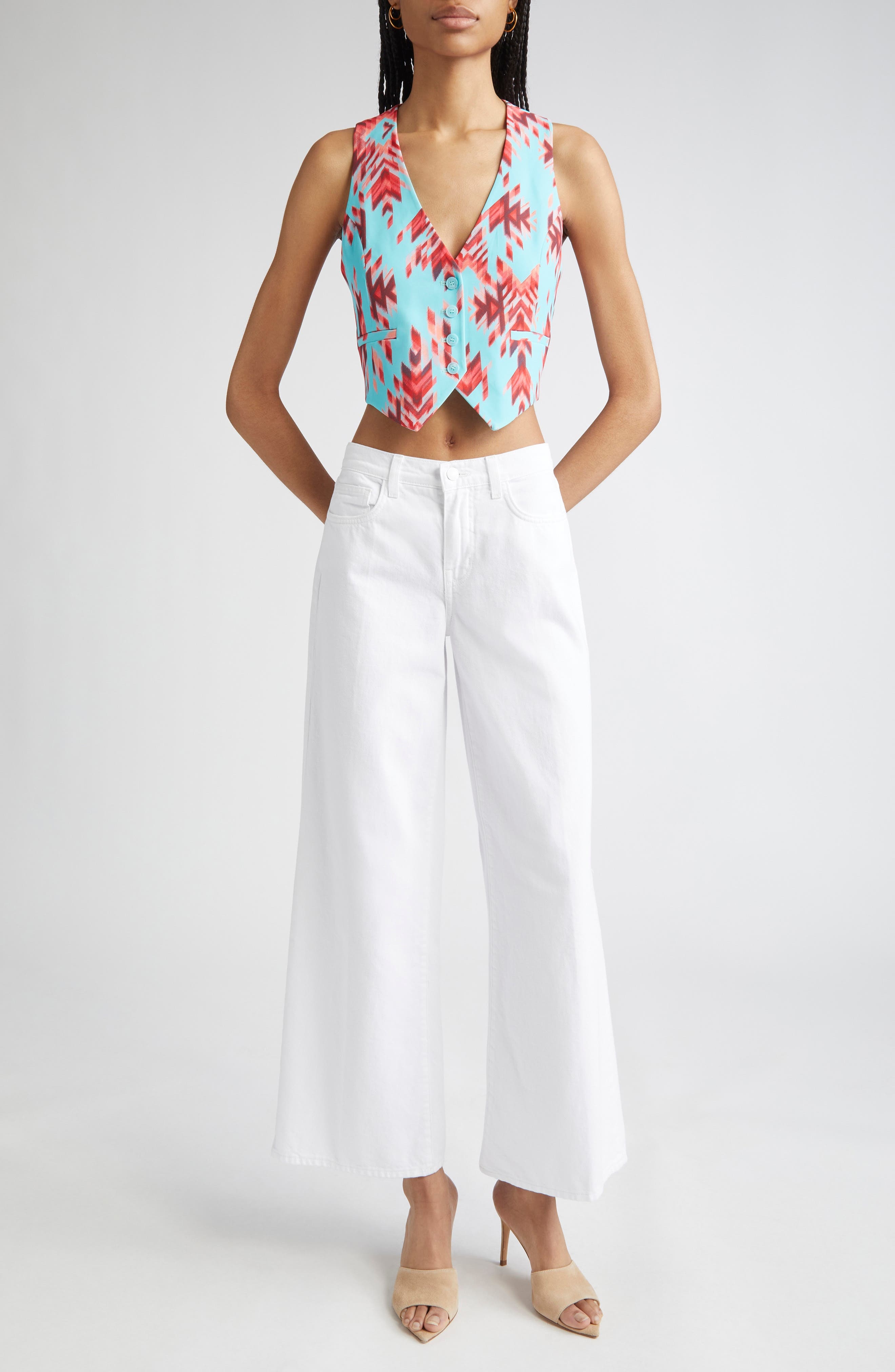 L'AGENCE Alicent High Waist Wide Leg Jeans in Blanc at Nordstrom - 2