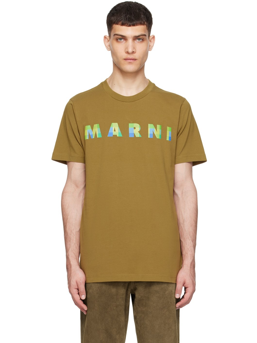 Khaki Printed T-Shirt - 1