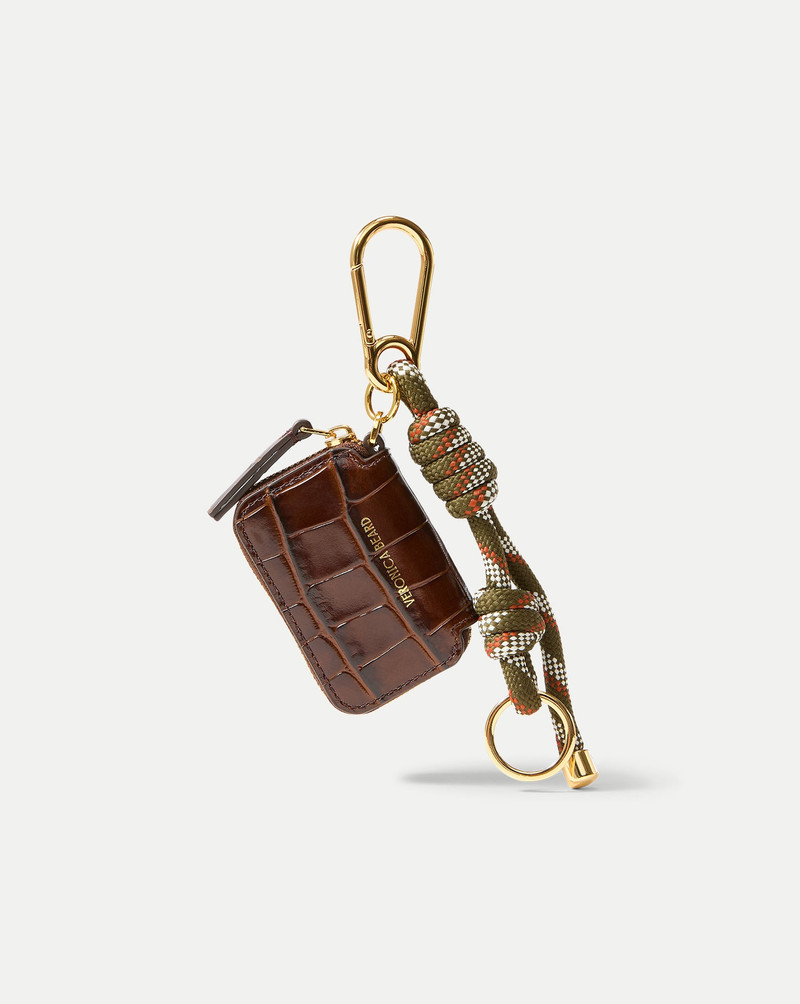 CROC-EMBOSSED ZIP POUCH BAG CHARM 1