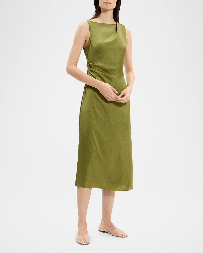 Theory Fitted Drape Midi Dress outlook