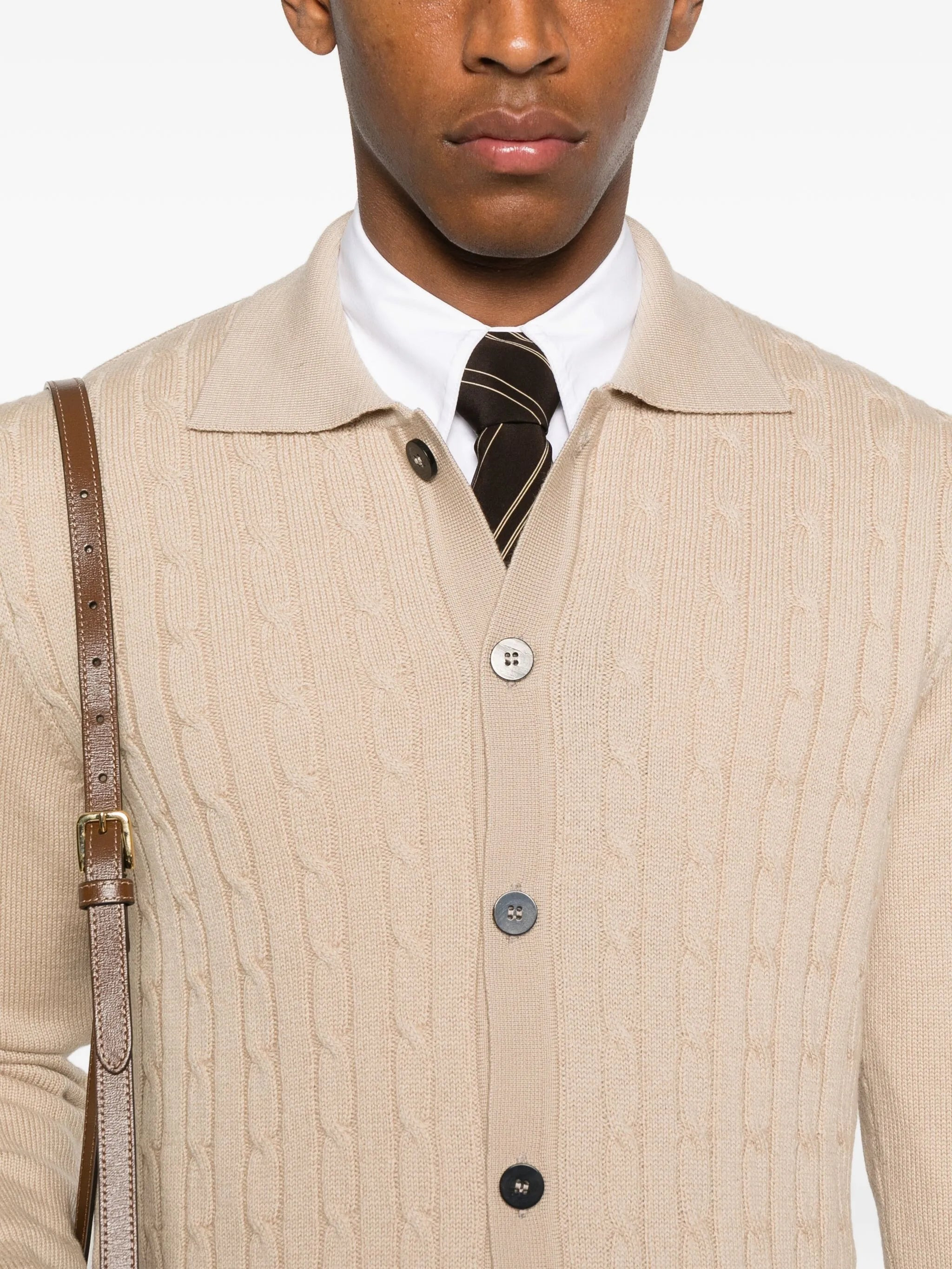 Ernest W. Baker Cable-knit Collared Cardigan - 3