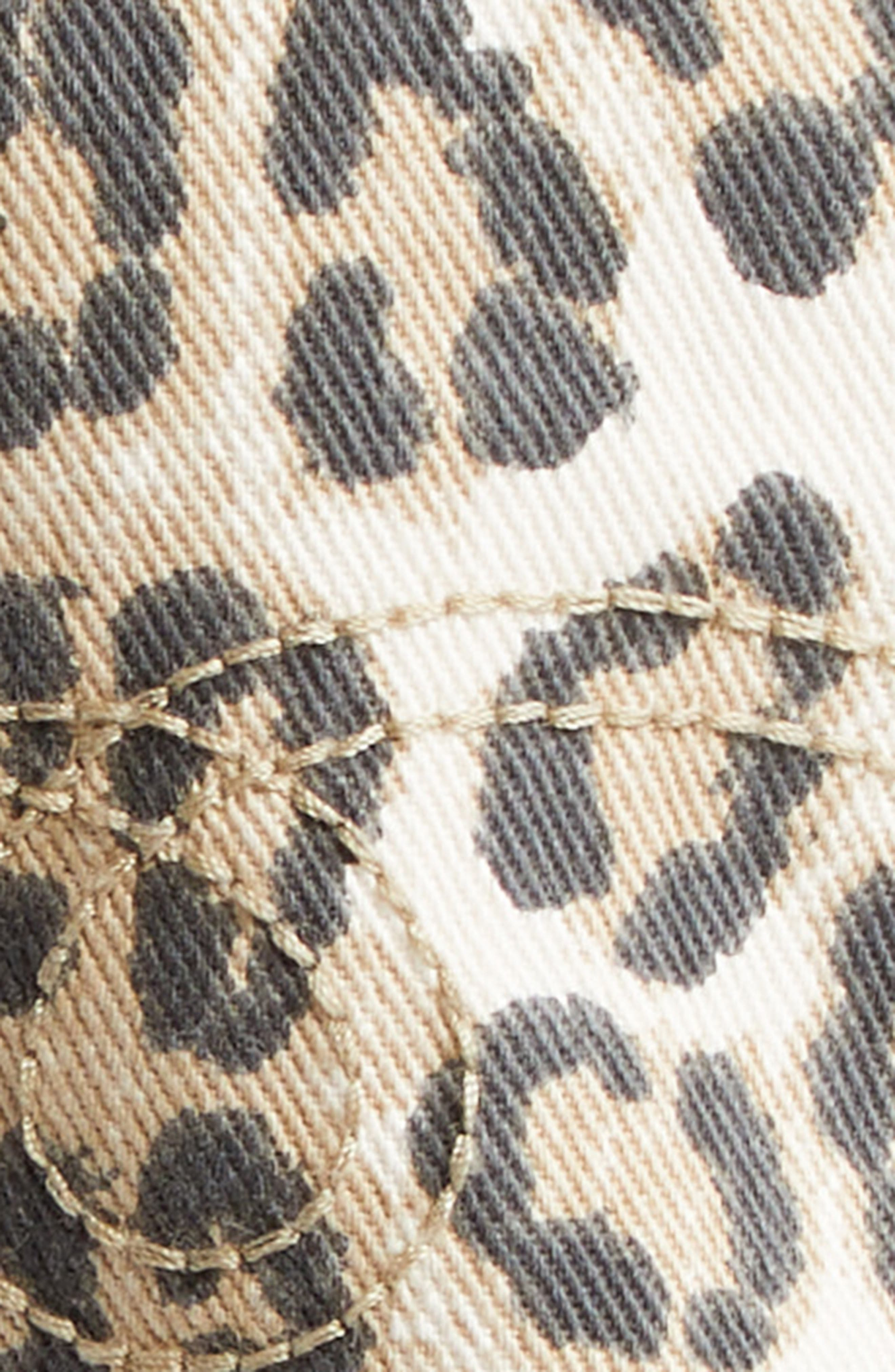 R13 Leopard Print Pleated Pouch Pocket Denim Shorts in Ecru Leopard at Nordstrom - 7