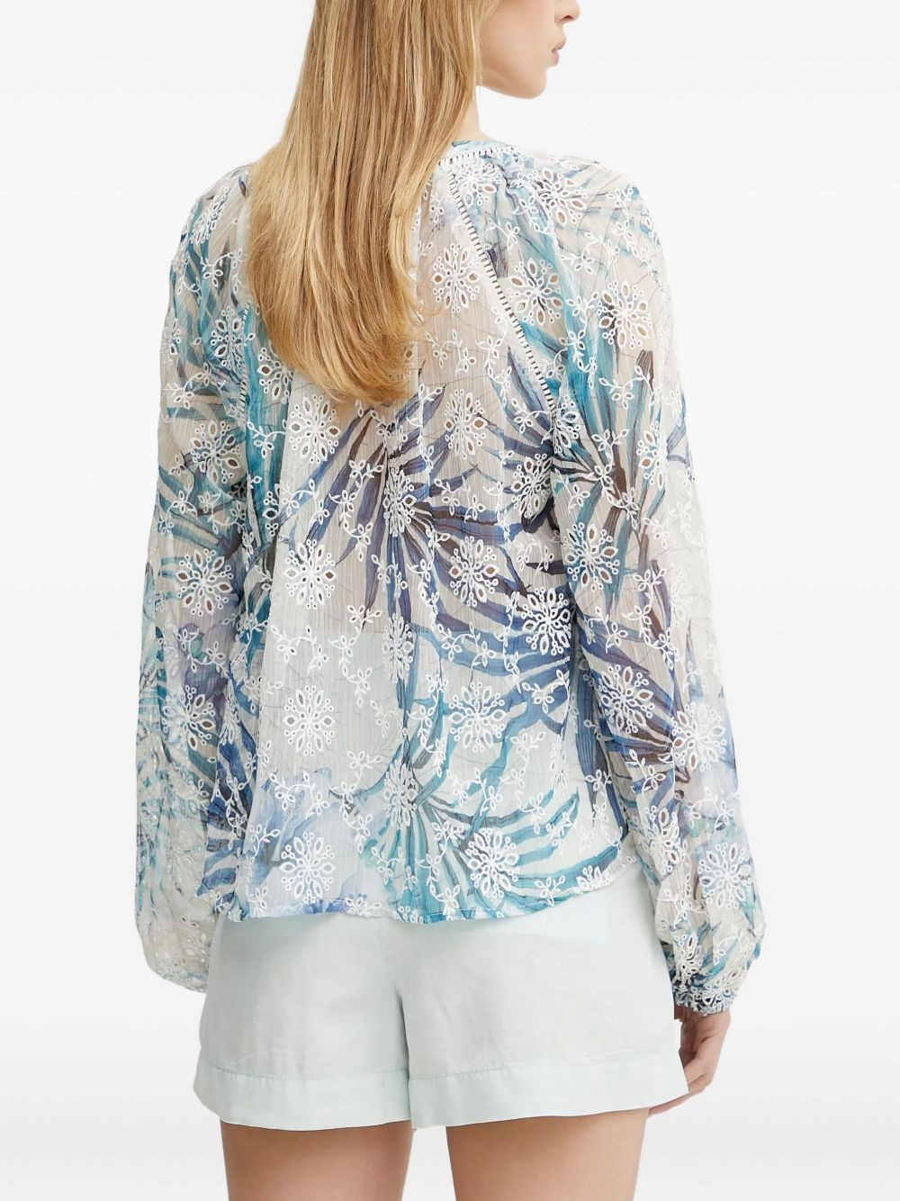 embroidered floral-print blouse - 3