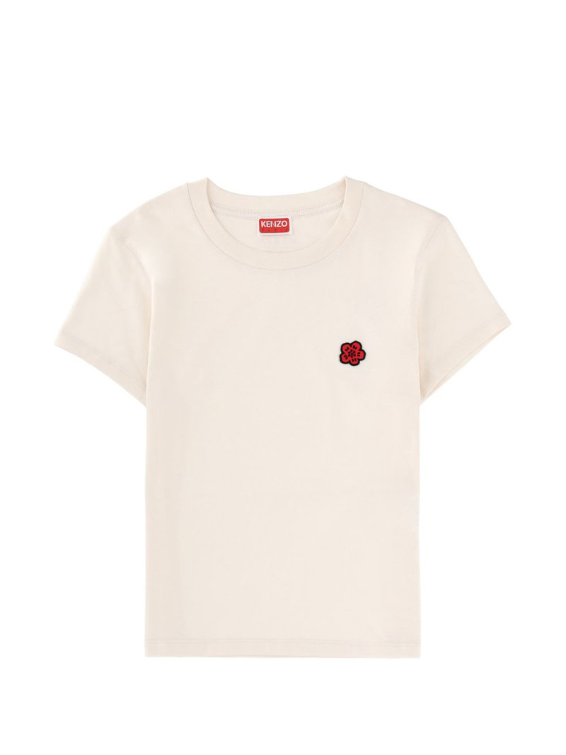 flower-appliqué T-shirt 1