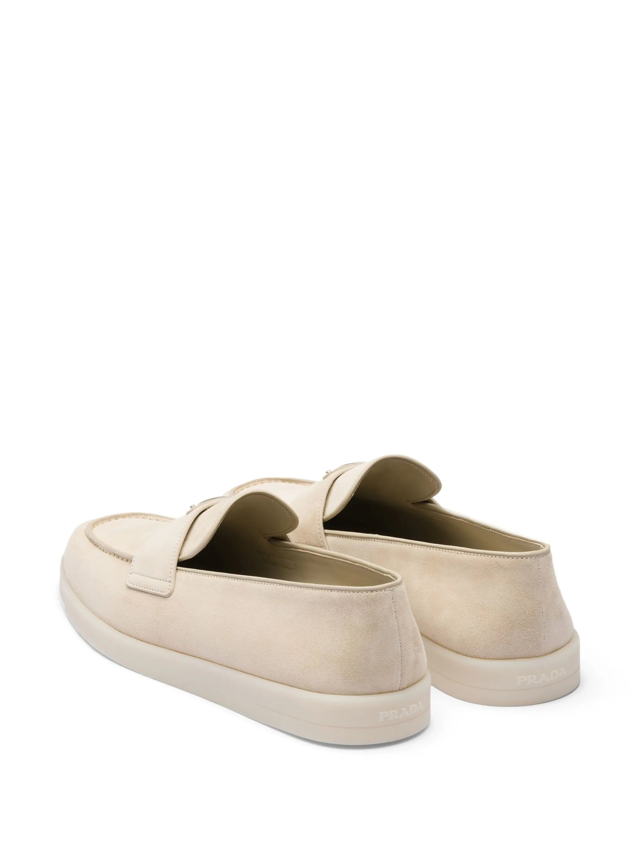 enamel triangle logo-plaque suede loafers - 3