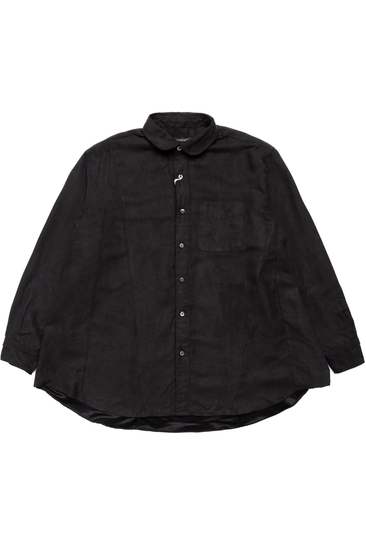 Flared Shirt Polyester Light Weight Fake Suede - Black - 1