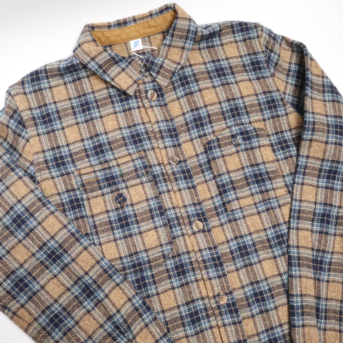 Cotton Tweed Check Double Pocket Shirt Beige - 3