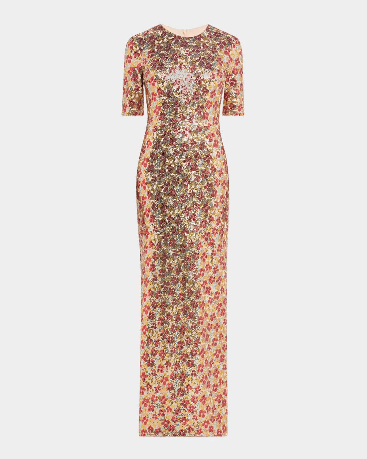 Flower Sequin Short Sleeve T-Shirt Gown - 1