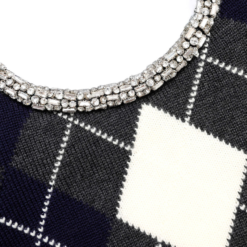 Grey Argyle Crystal Trim Jumper 5