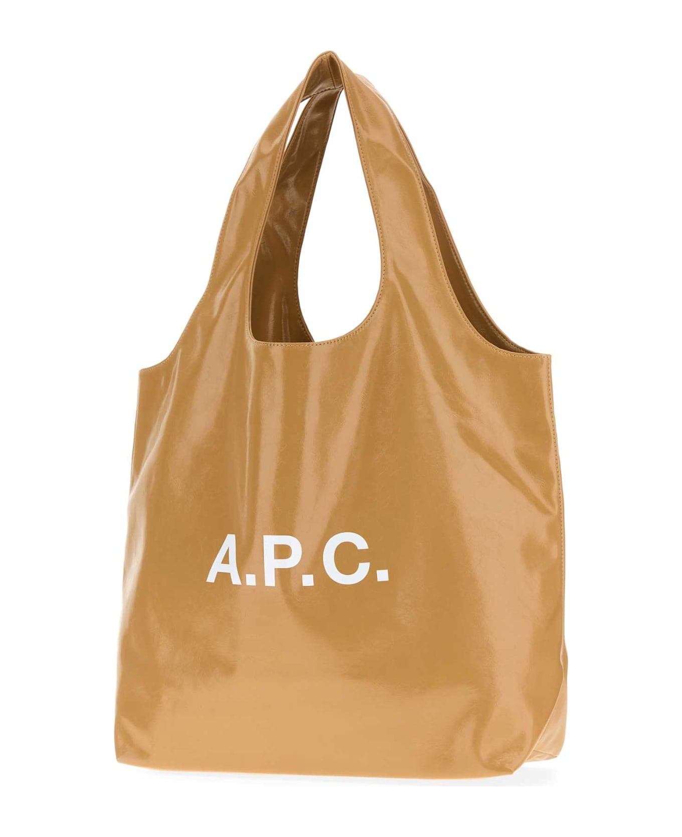 Beige Synthetic Leather Ninon Shopping Bag - 2