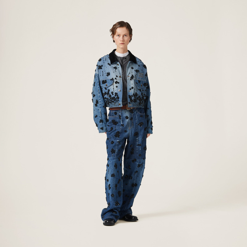 Miu Miu Embellished five-pocket denim jeans outlook