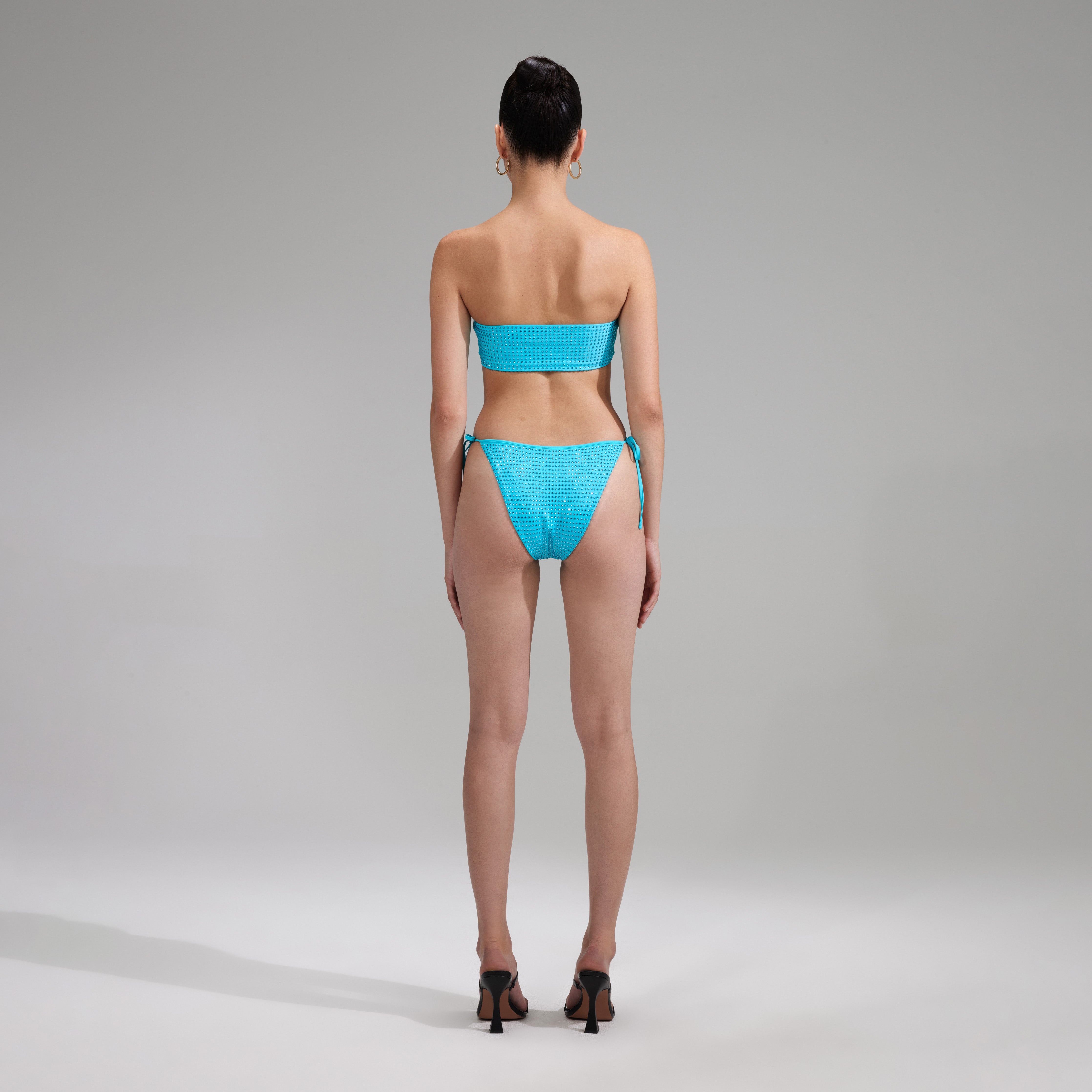 Blue Rhinestone Brazilian Bikini Briefs - 3