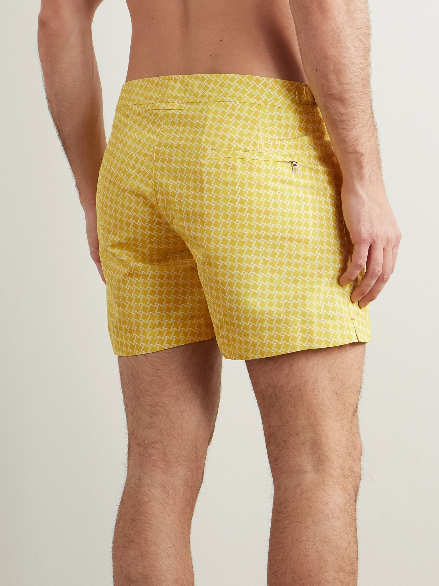 Setter Slim-Fit Mid-Length Printed Recycled Swim Shorts Yellow - 3