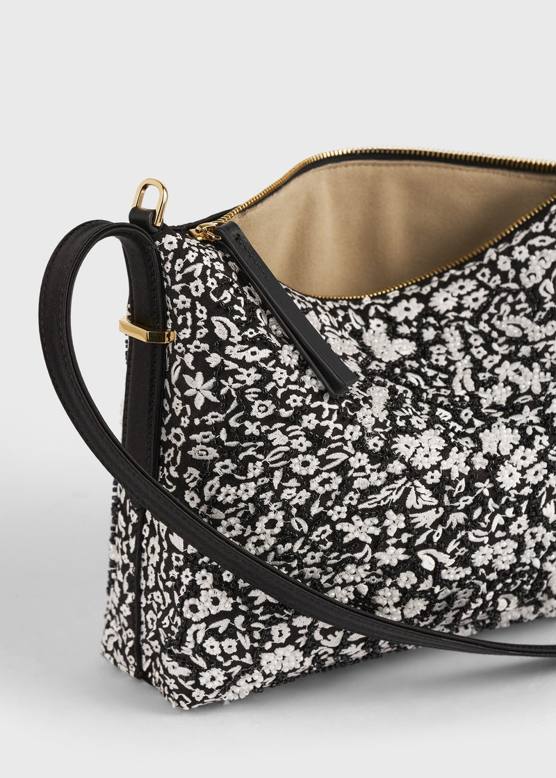 Bevel floral wristlet black/white 7