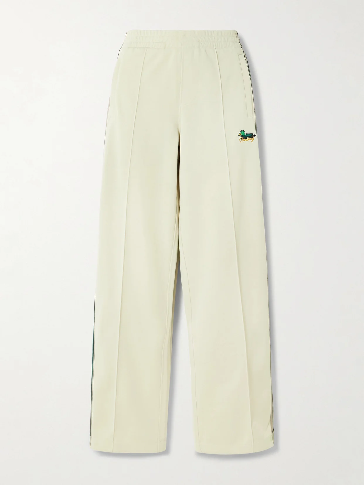 Embroidered Striped Jersey Track Pants - 1