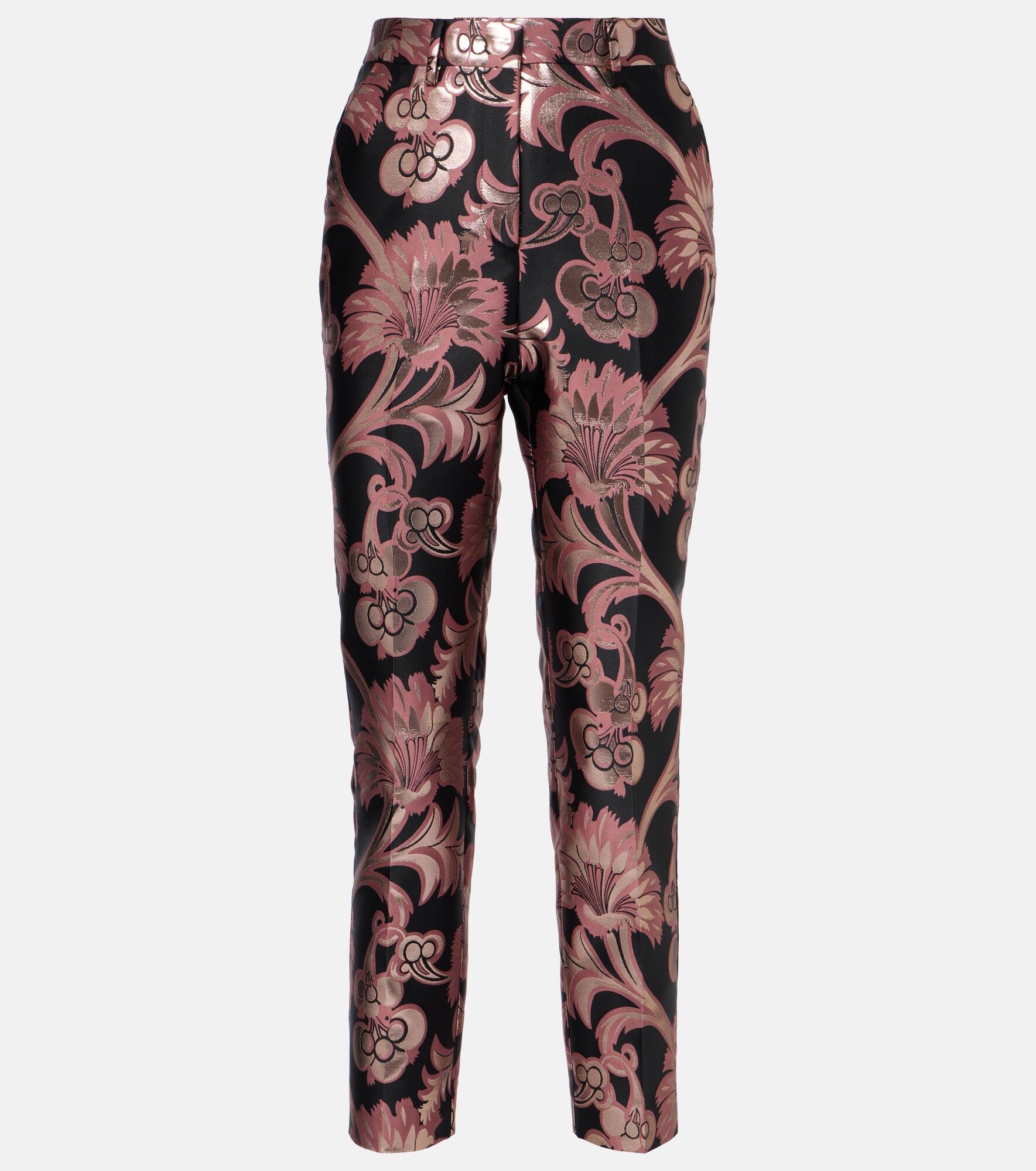 Floral jacquard suit pants - 1