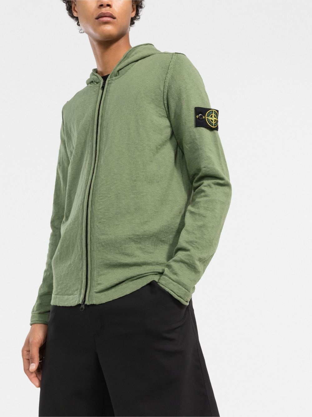 Compass-patch knitted hoodie - 3