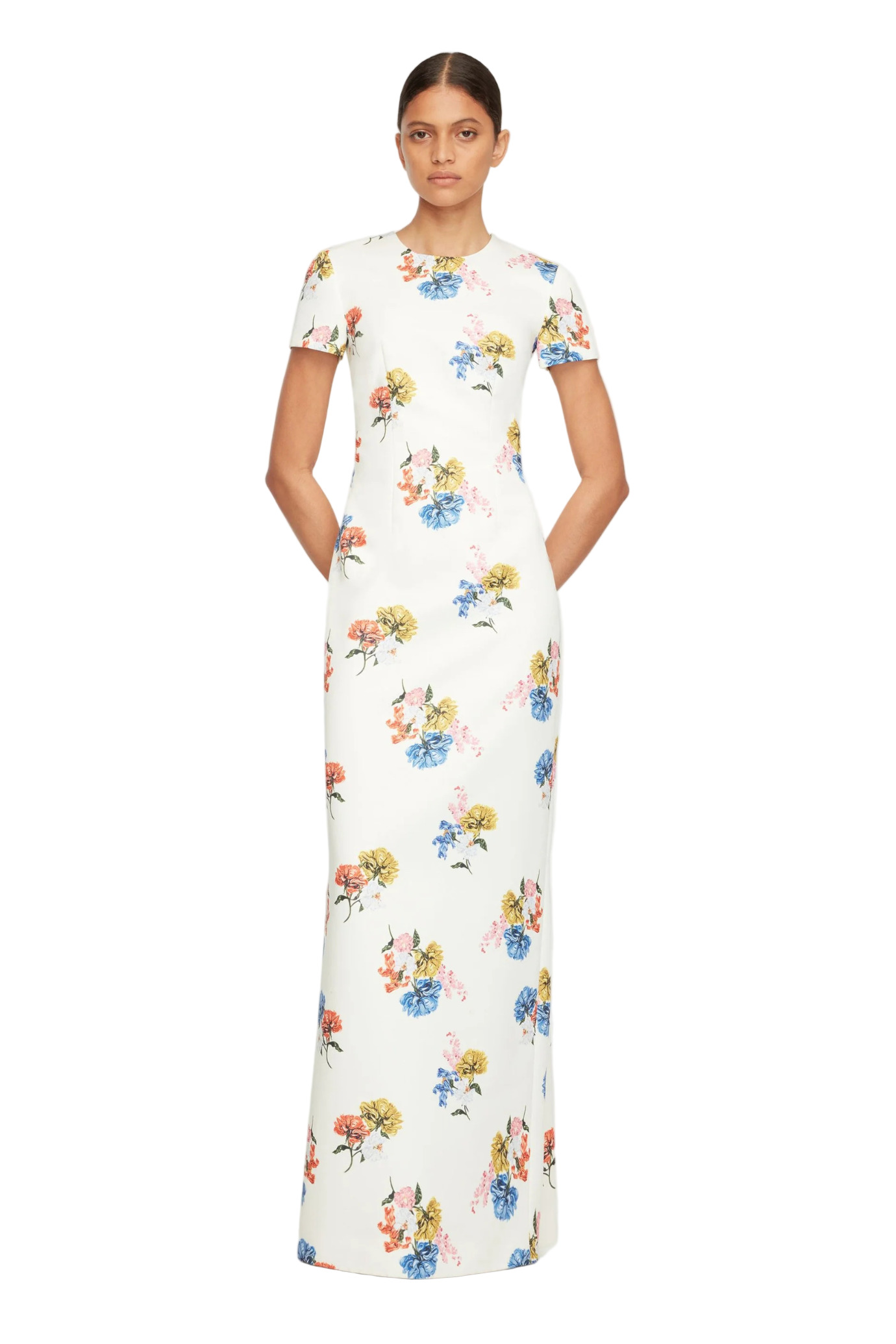 FOSETTE DRESS IN RETRO BOUQUET ON WHITE TAFFETA FAILLE - 2
