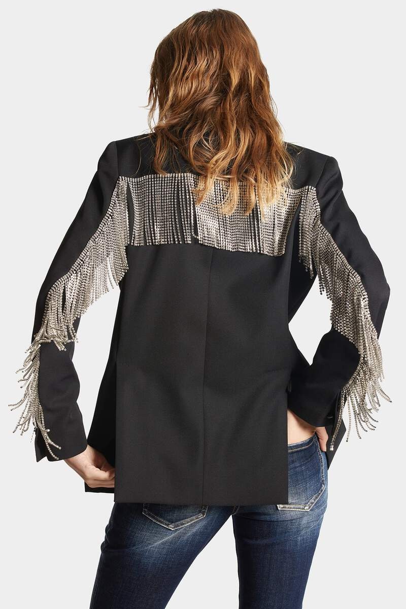 CRYSTAL FRINGED BLAZER - 5