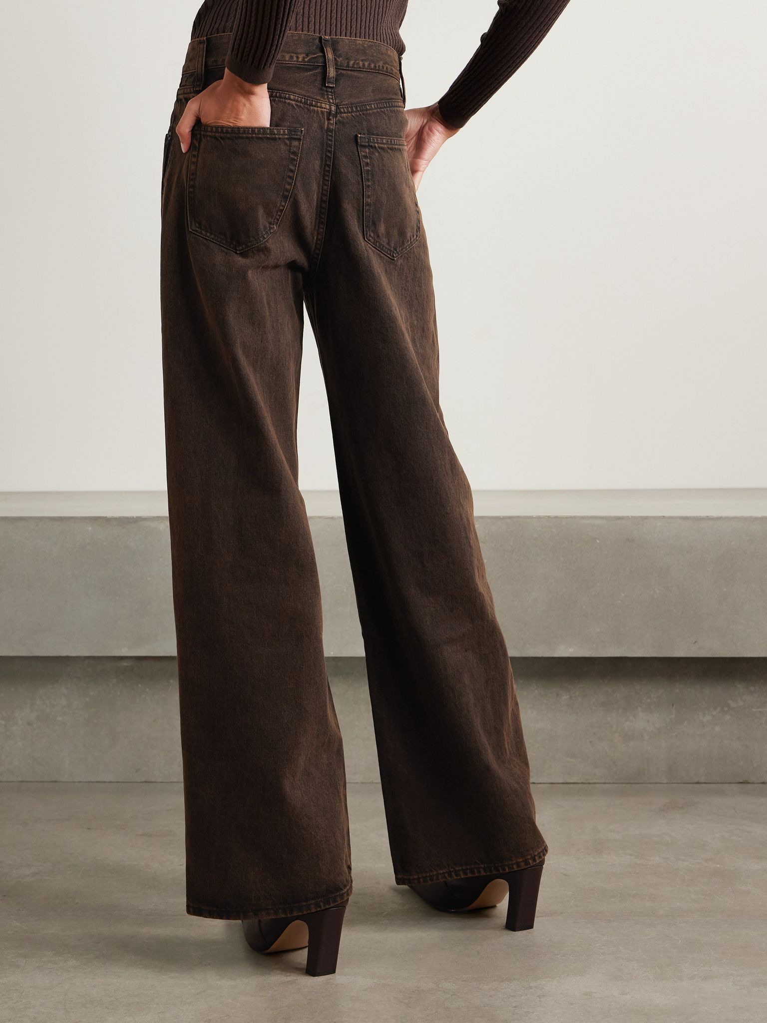 The Collegiate high-rise wide-leg jeans Brown - 4