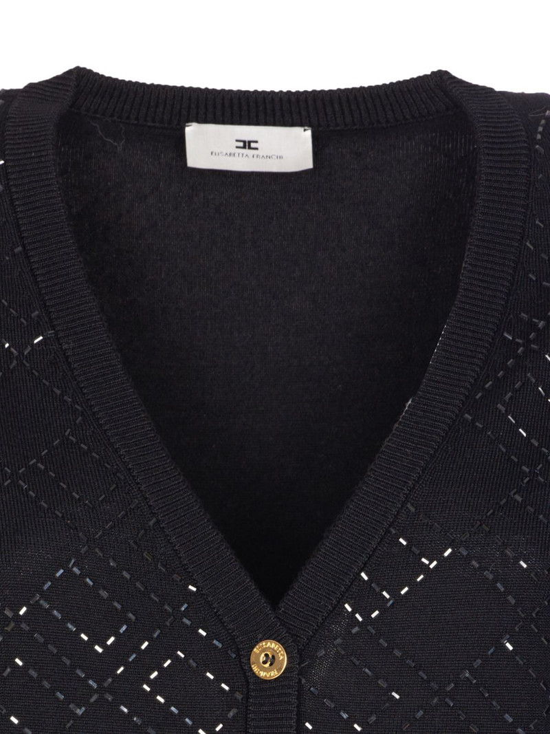 bead-embellished diamond-pattern cardigan 5