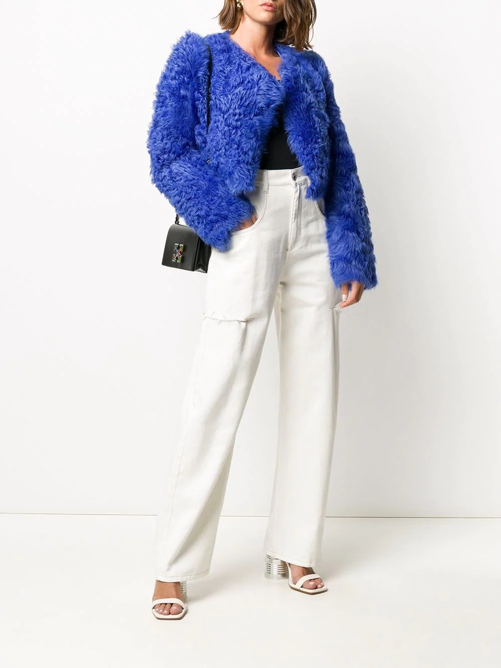 cropped fur jacket - 2