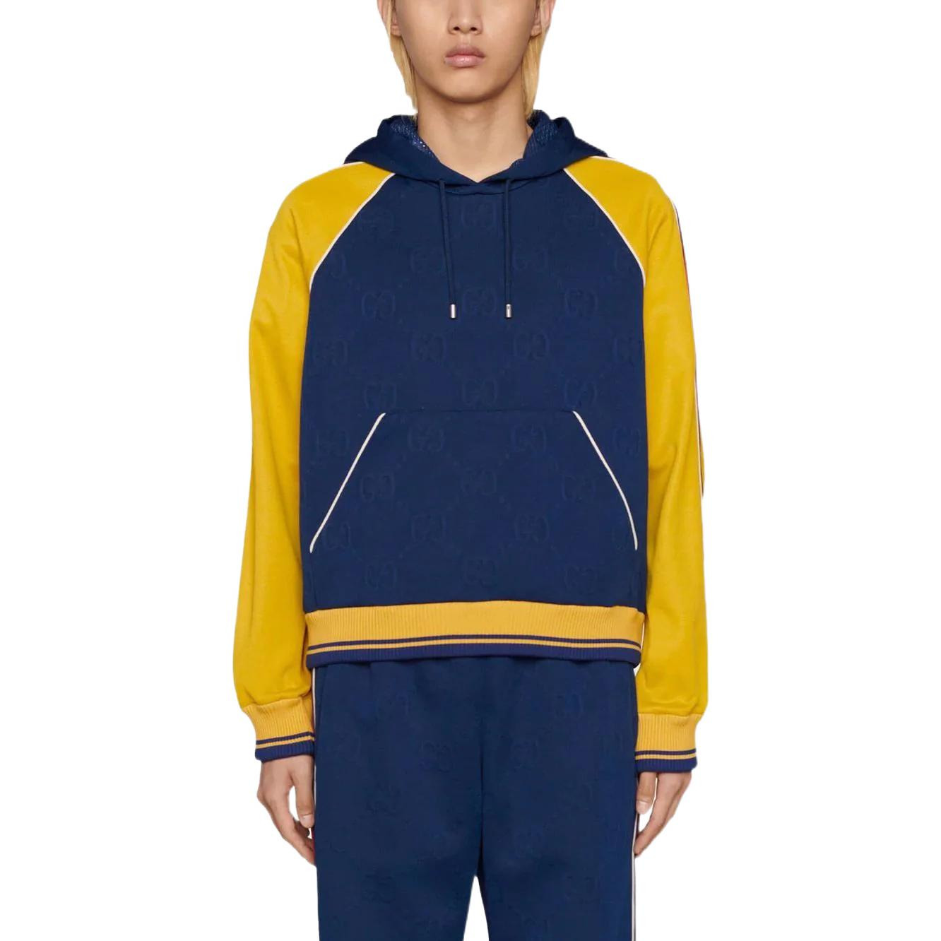 Gucci GG Jacquard Hooded Sweatshirt 'Blue Yellow' 676100-XJDVW-4462 - 4
