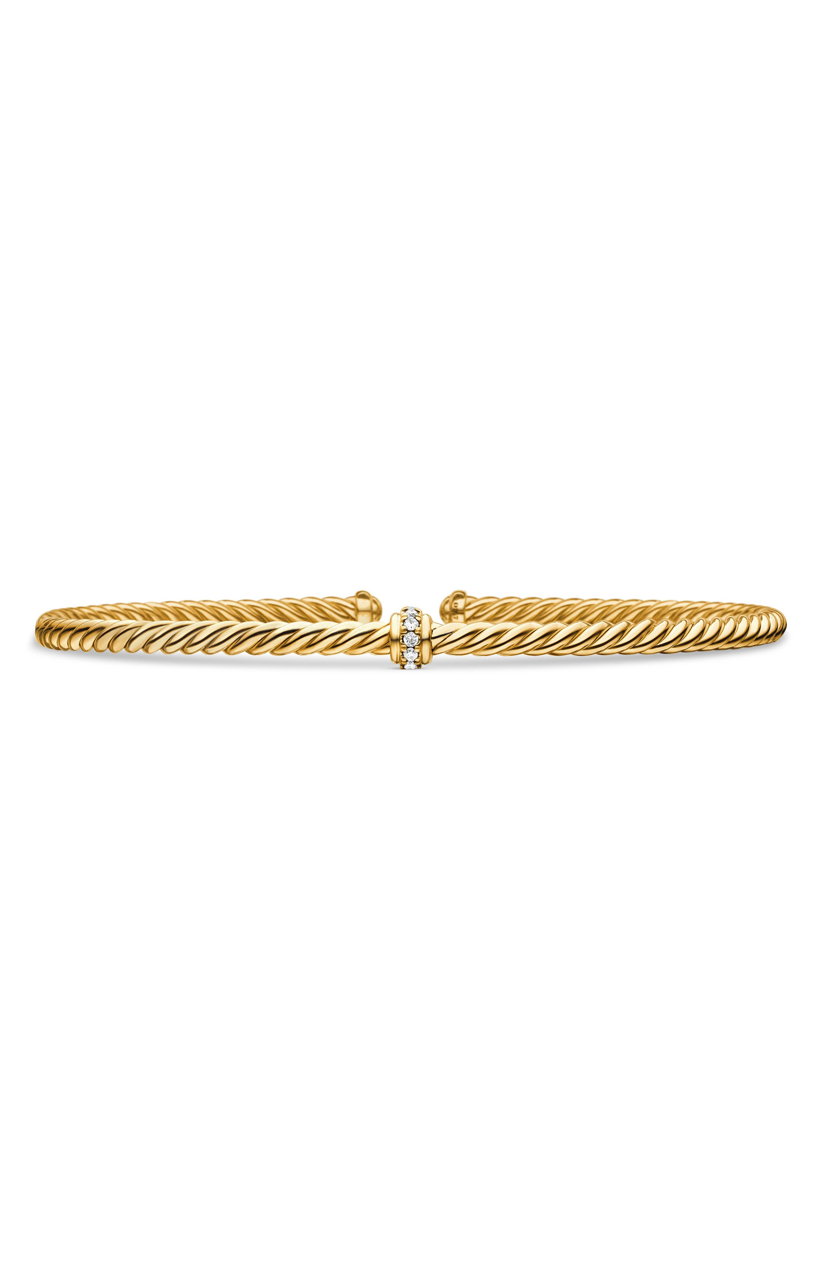 David Yurman Renaissance Center Station Bracelet with Diamonds in 18K Gold, 3mm in Gold/Diamond at N - 1