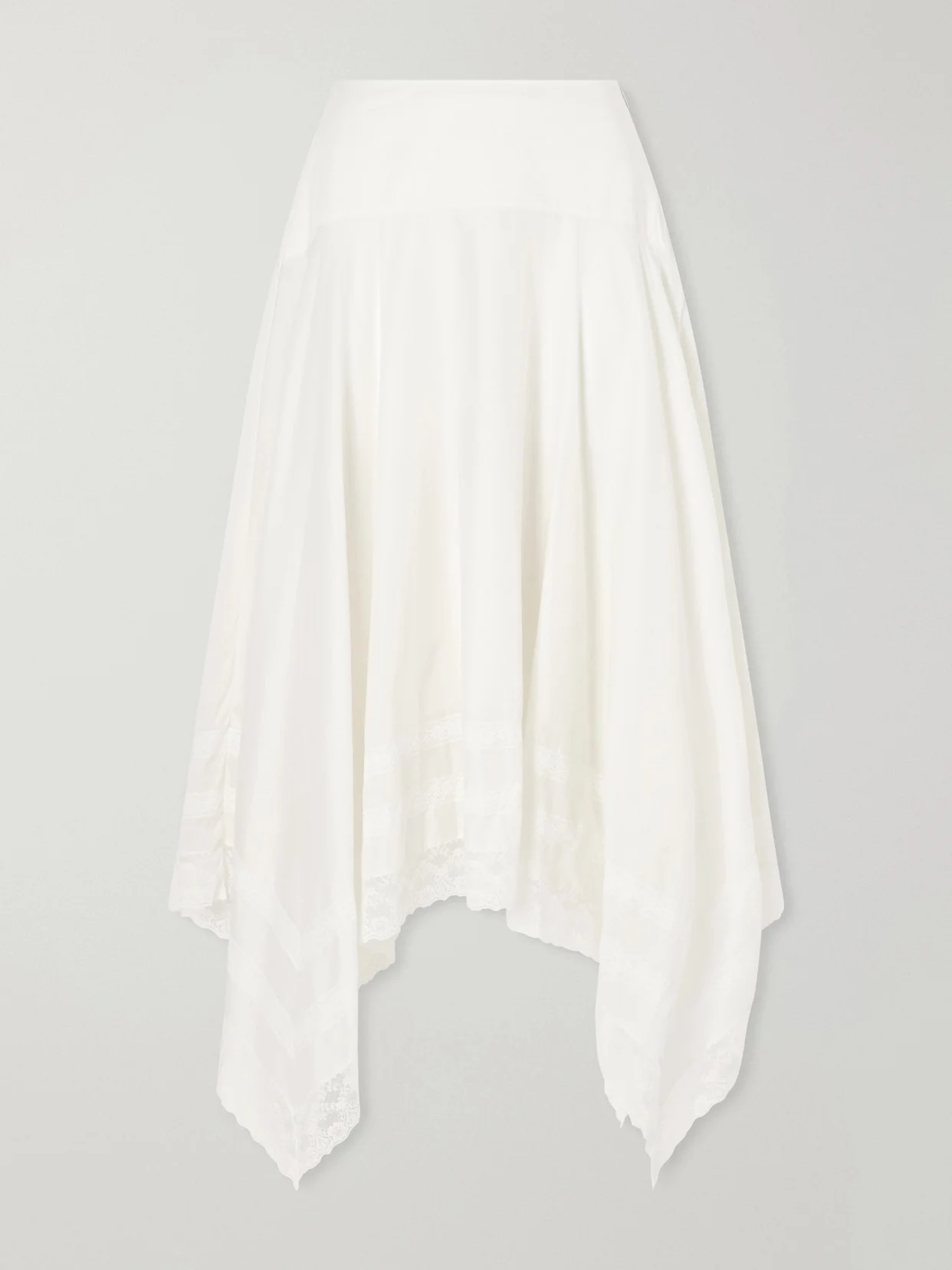Ainsley Asymmetric Lace-trimmed Cotton-voile Maxi Skirt - 1
