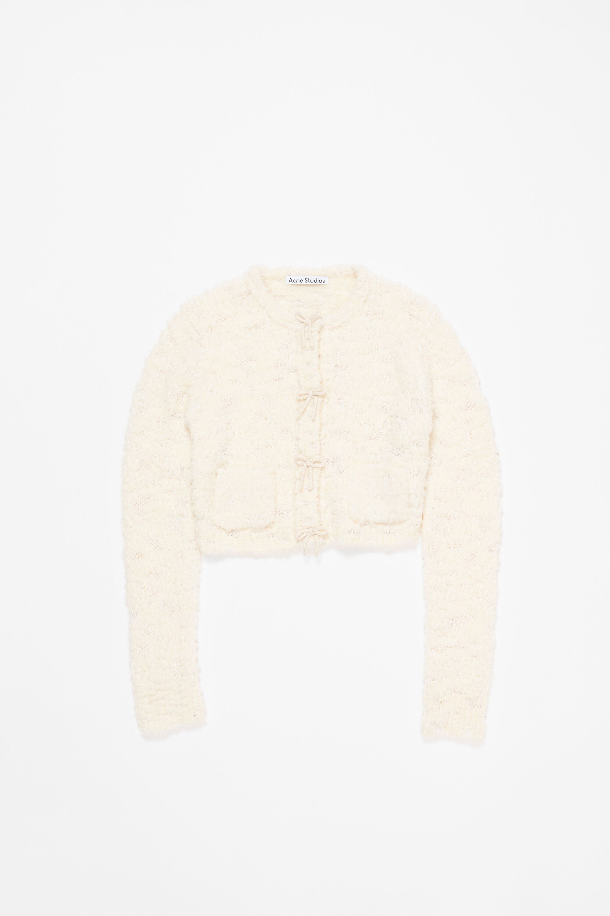 Bow wool cardigan - White - 4