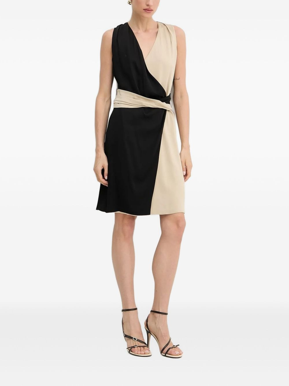 two-tone wrap mini day dress - 1