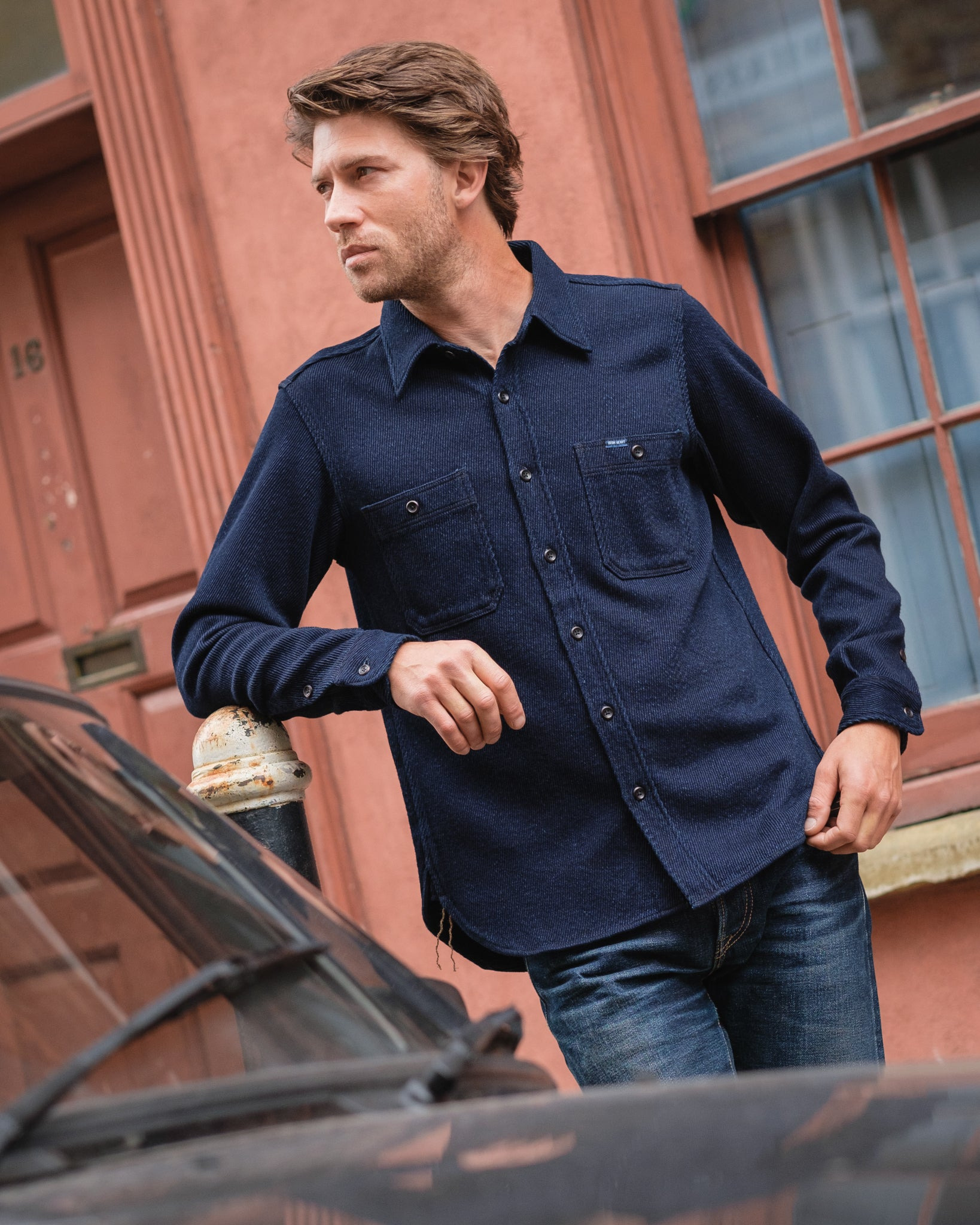 IHSH-288-IND 14oz Kersey Work Shirt - Indigo - 4