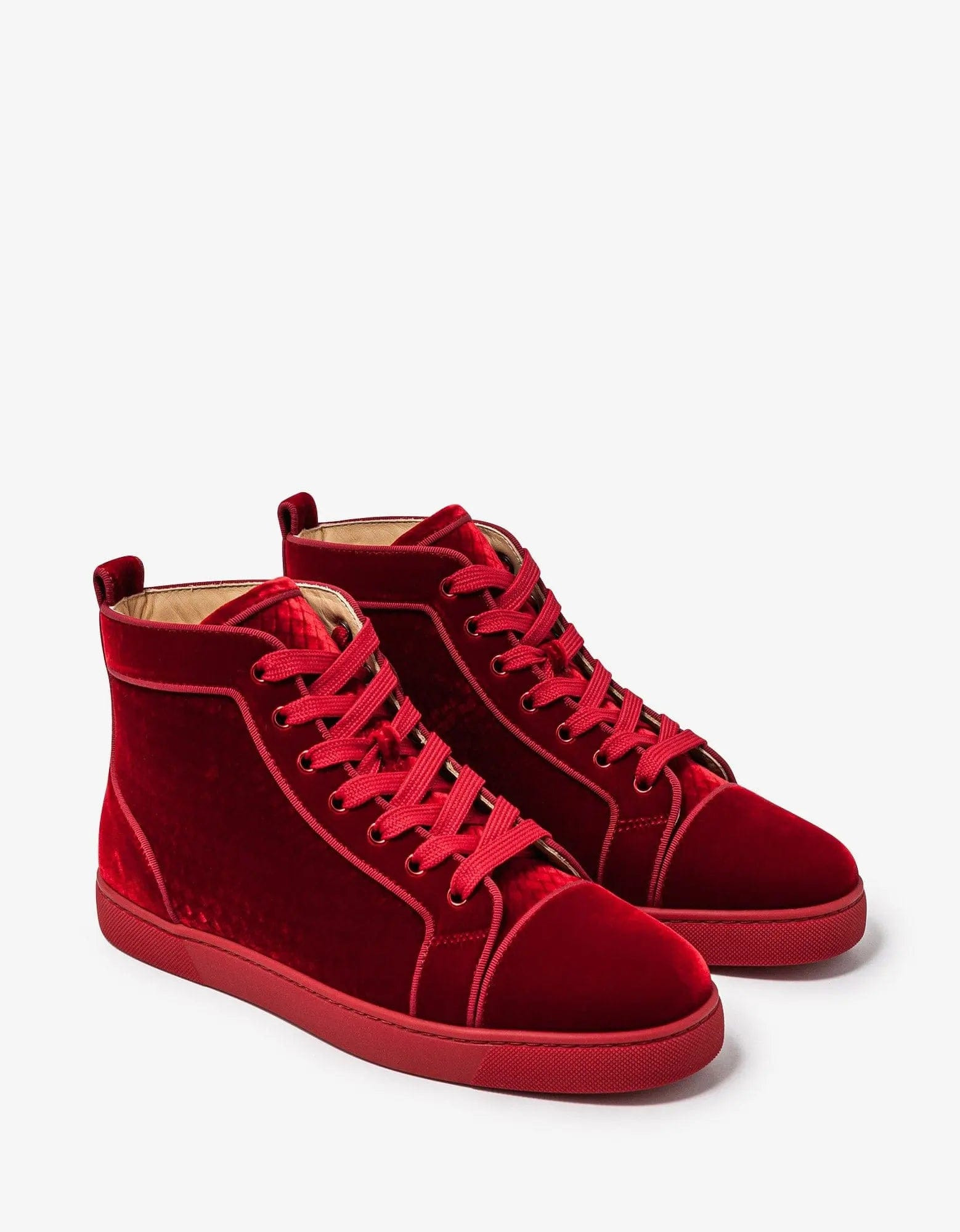 Christian Louboutin Louis Orlato Red Velvet High Top Trainers - 1