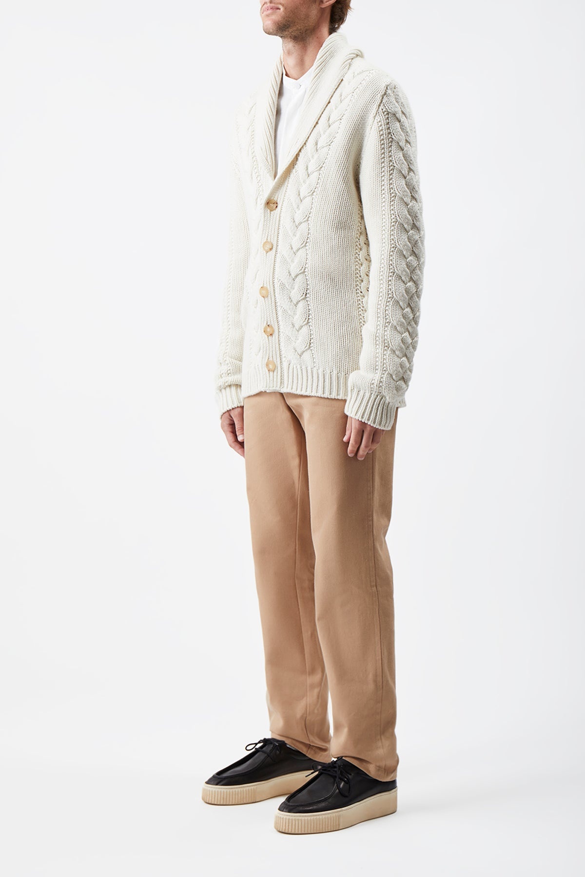 Casa Knit Cardigan in Ivory Cashmere - 3
