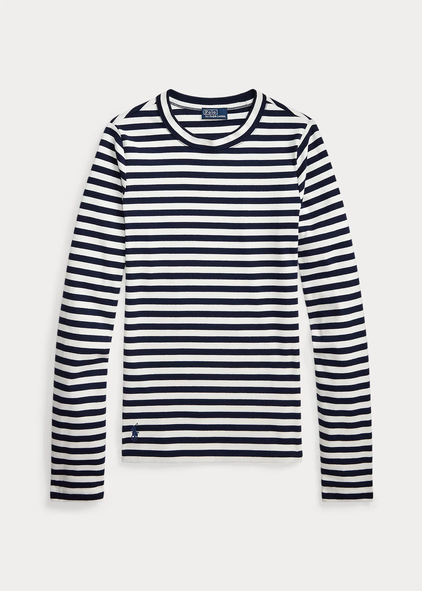 Striped Stretch Cotton Long-Sleeve Tee - 1