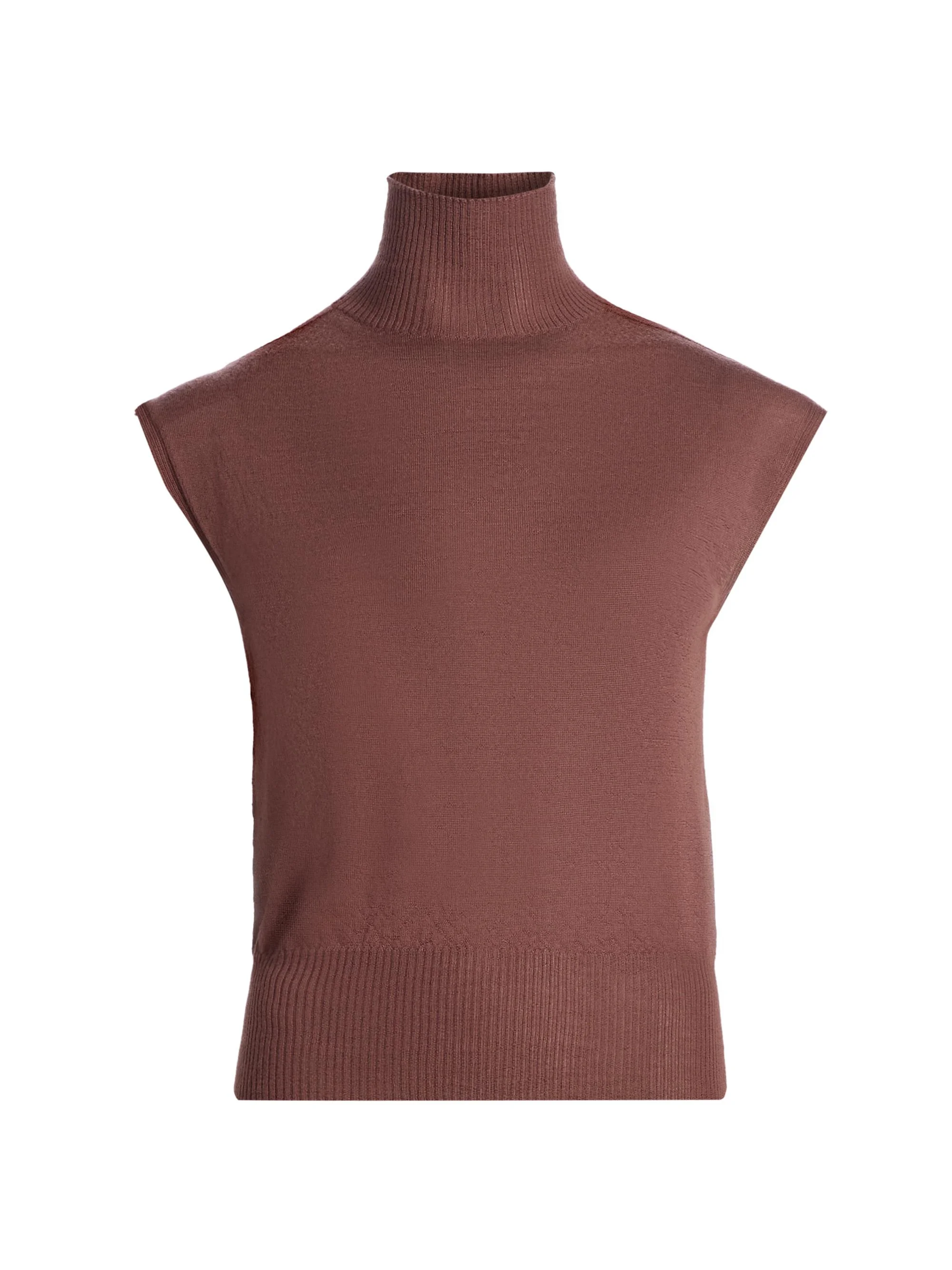 Women's Maglia Cashmere Cap-Sleeve Turtleneck - Rose Wood - 1