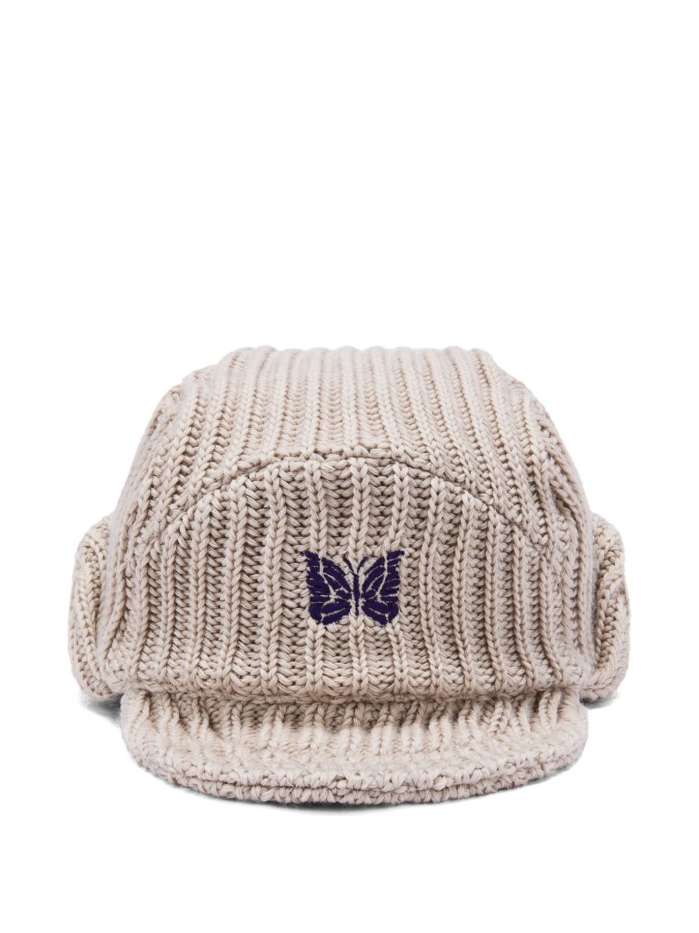 logo-embroidered ribbed hat - 3