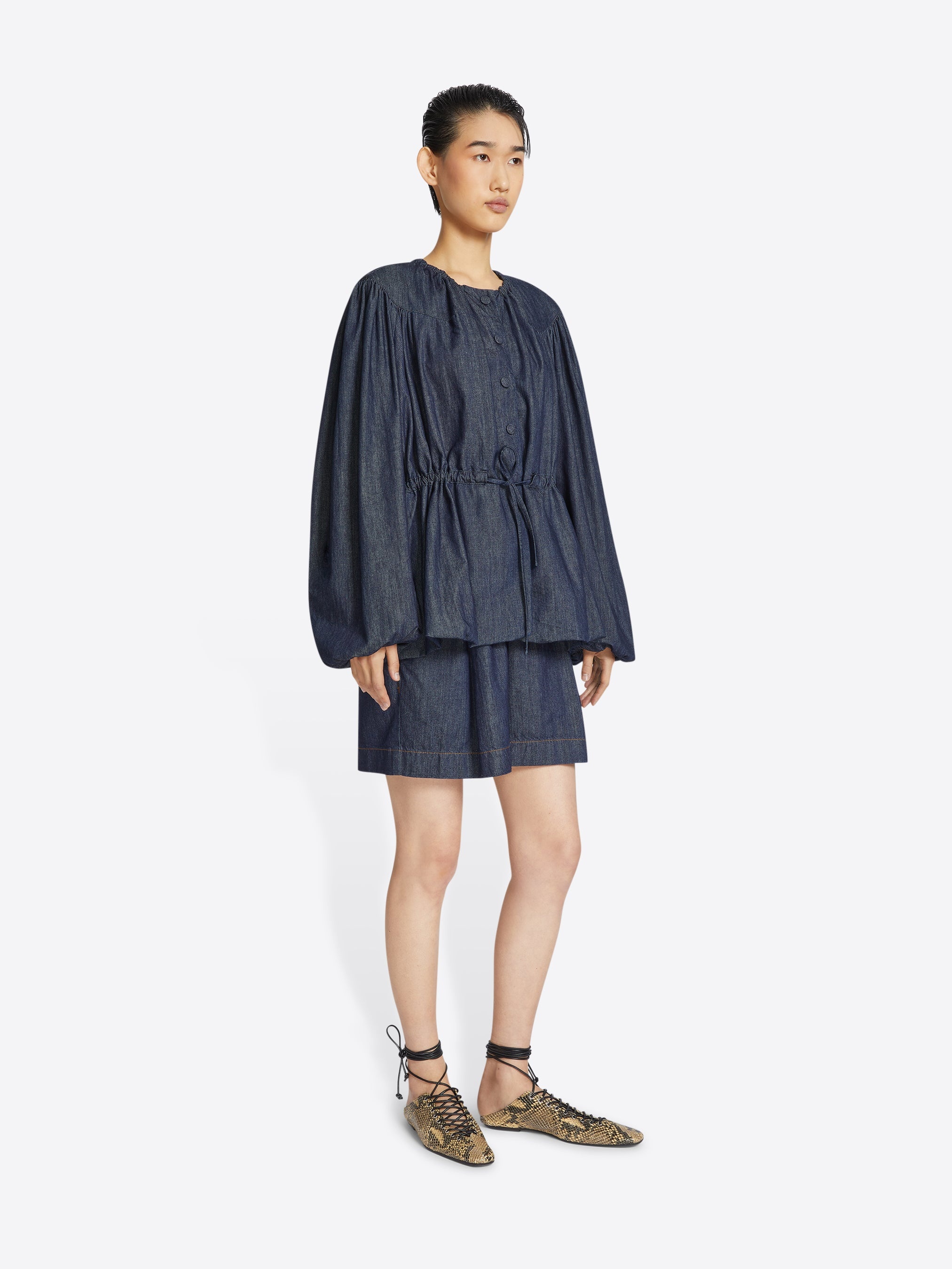 DENIM DRAWSTRING JACKET - 3