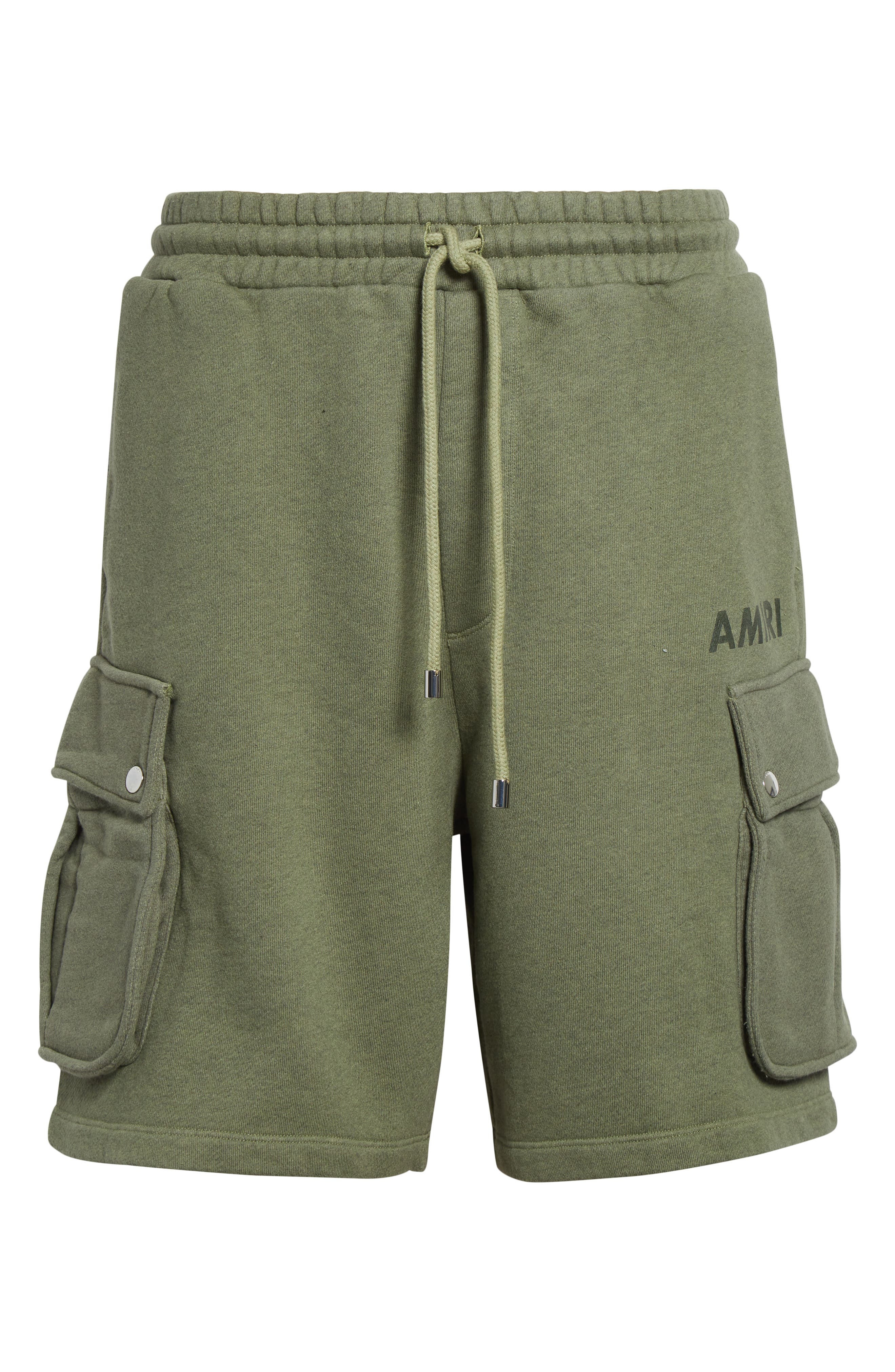AMIRI Stencil Logo Cargo Shorts in Olive at Nordstrom - 6