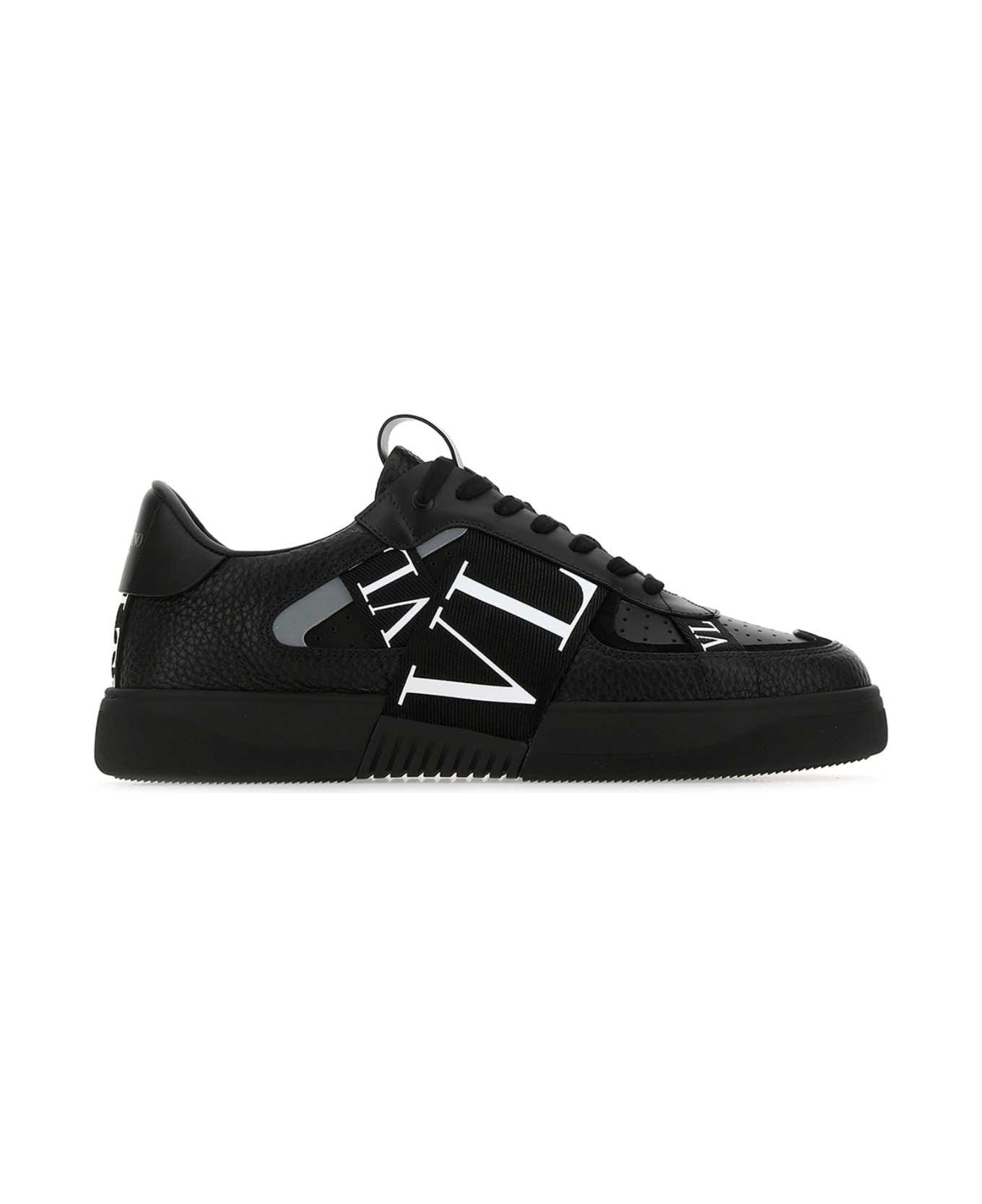 Black Leather Vl7n Sneakers - 1