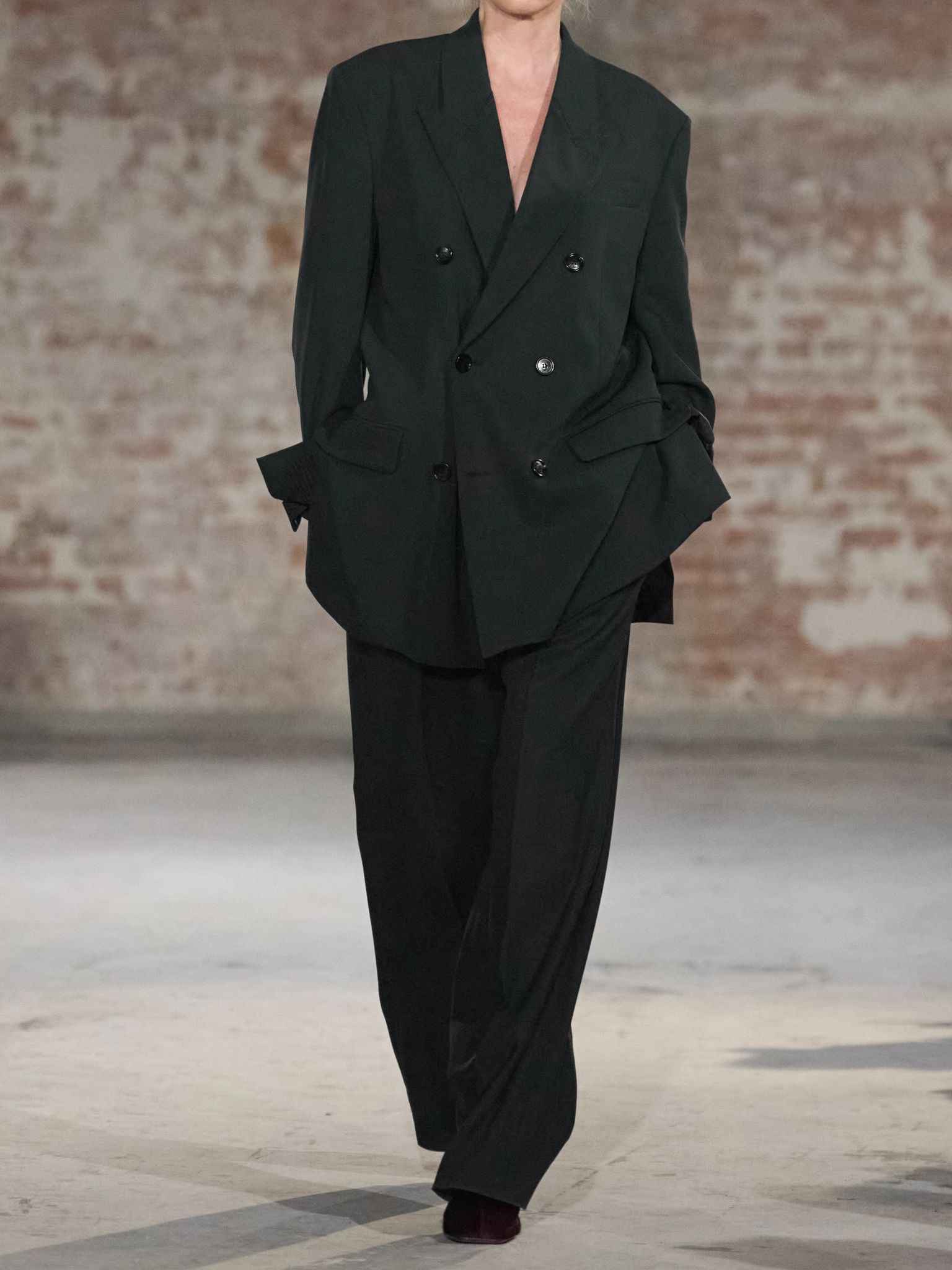 Oversized double-breasted wool blazer Black - 5