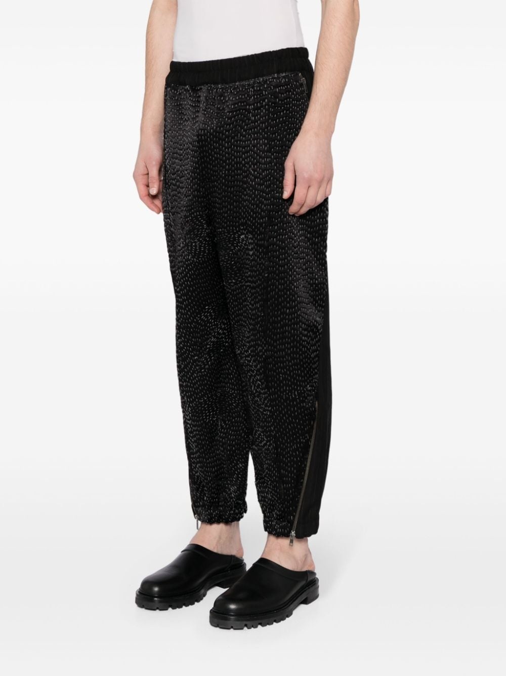 linen-blend track pants - 3