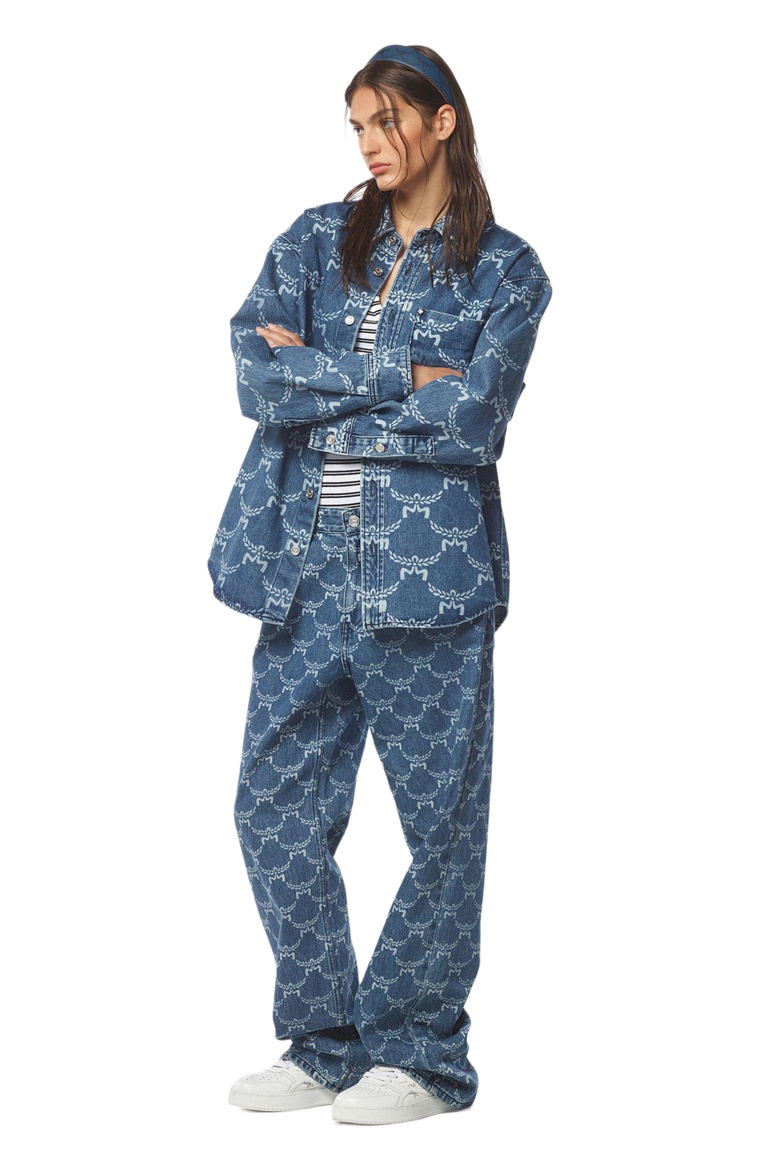 MCM Lauretos Monogram Denim Shirt in Indigo at Nordstrom - 5