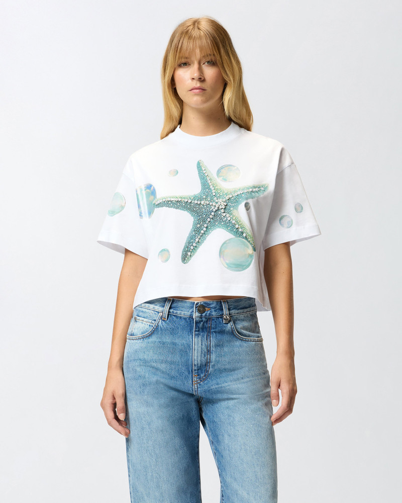CROPPED T-SHIRT WITH PRINT AND APPLIQUÉS 3