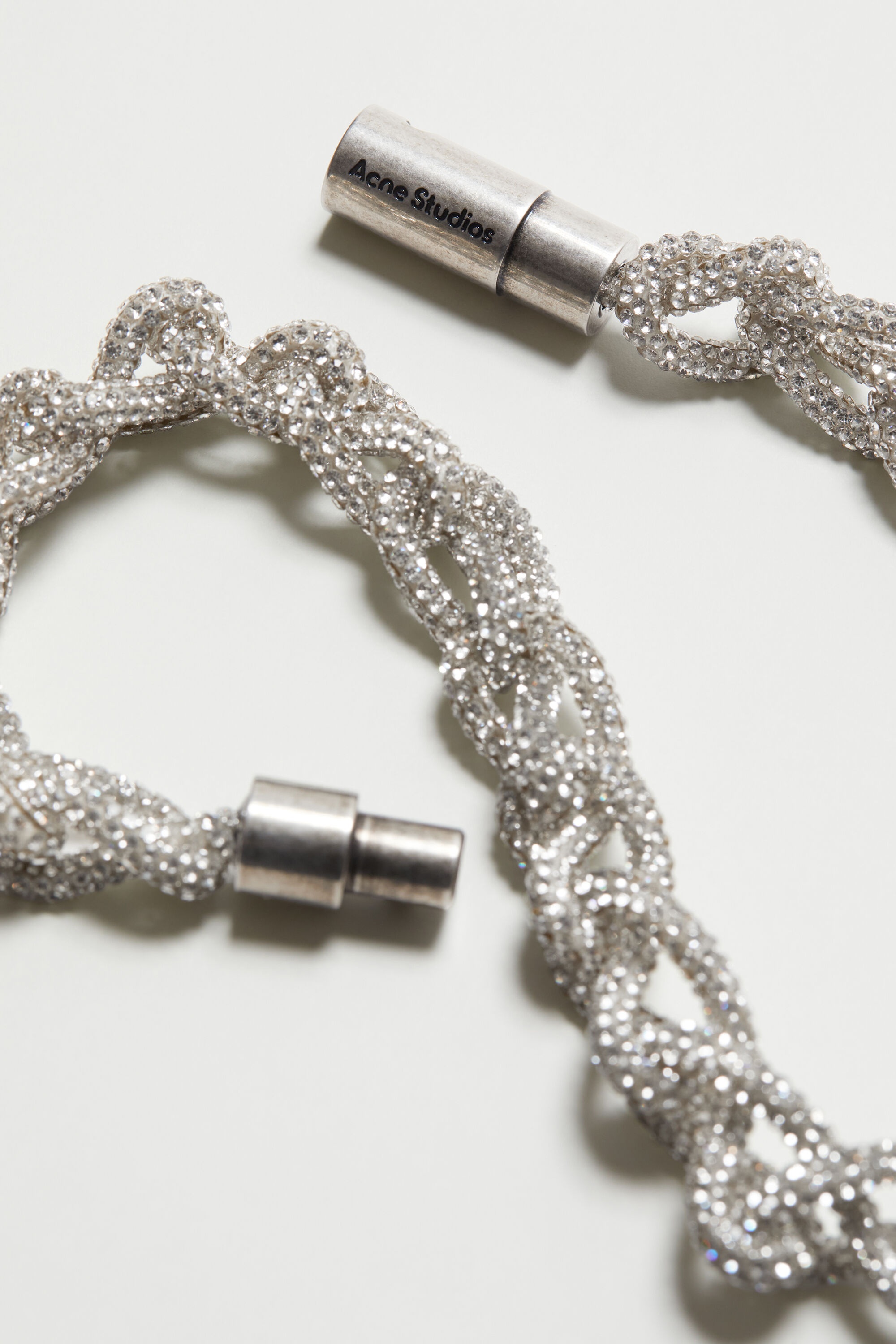 Crystal cord necklace - Antique silver/silver - 4