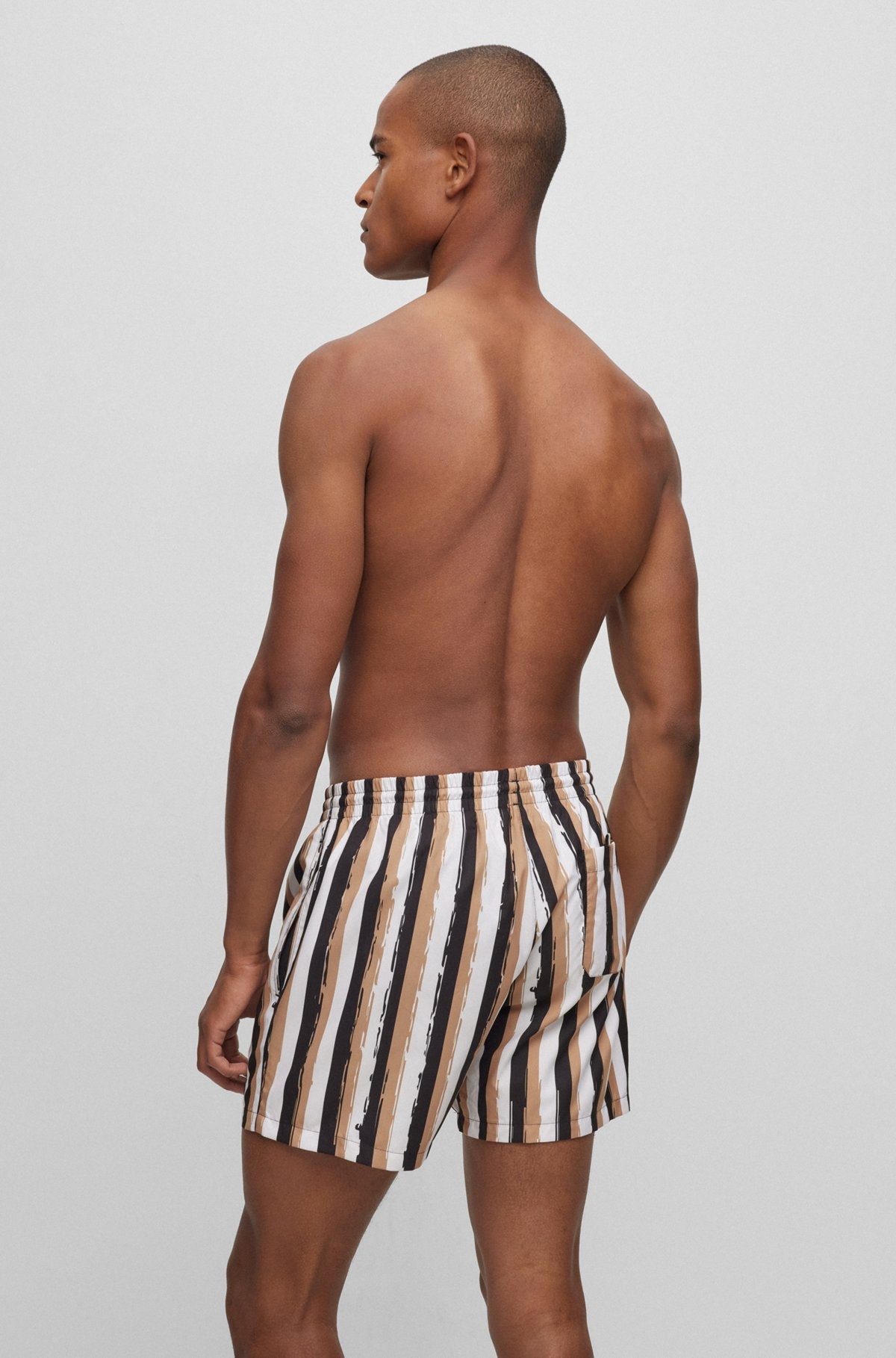 STRIPED SWIM SHORTS IN QUICK-DRYING FABRIC - 4