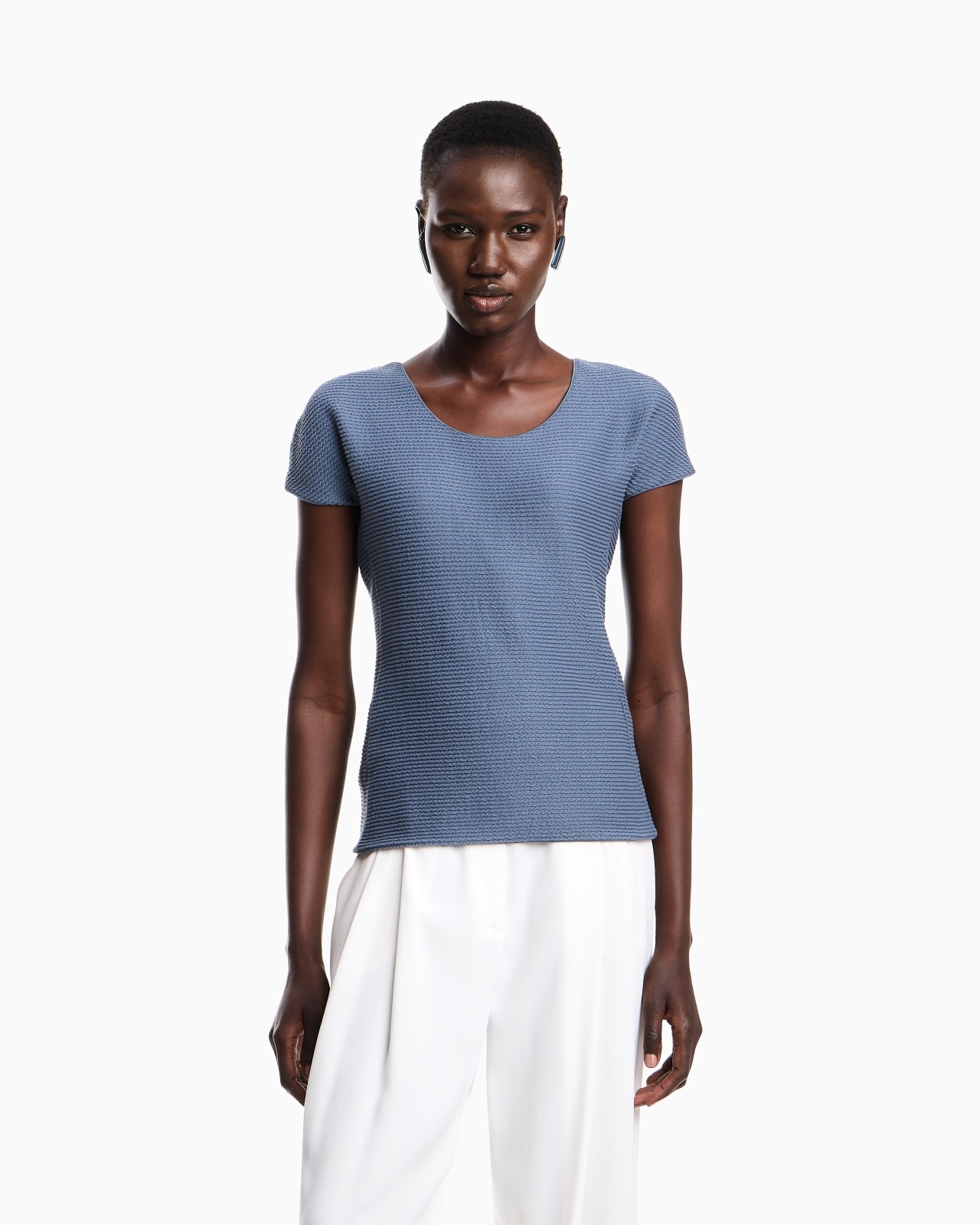 T-SHIRT IN TEXTURED-EFFECT JERSEY - 4