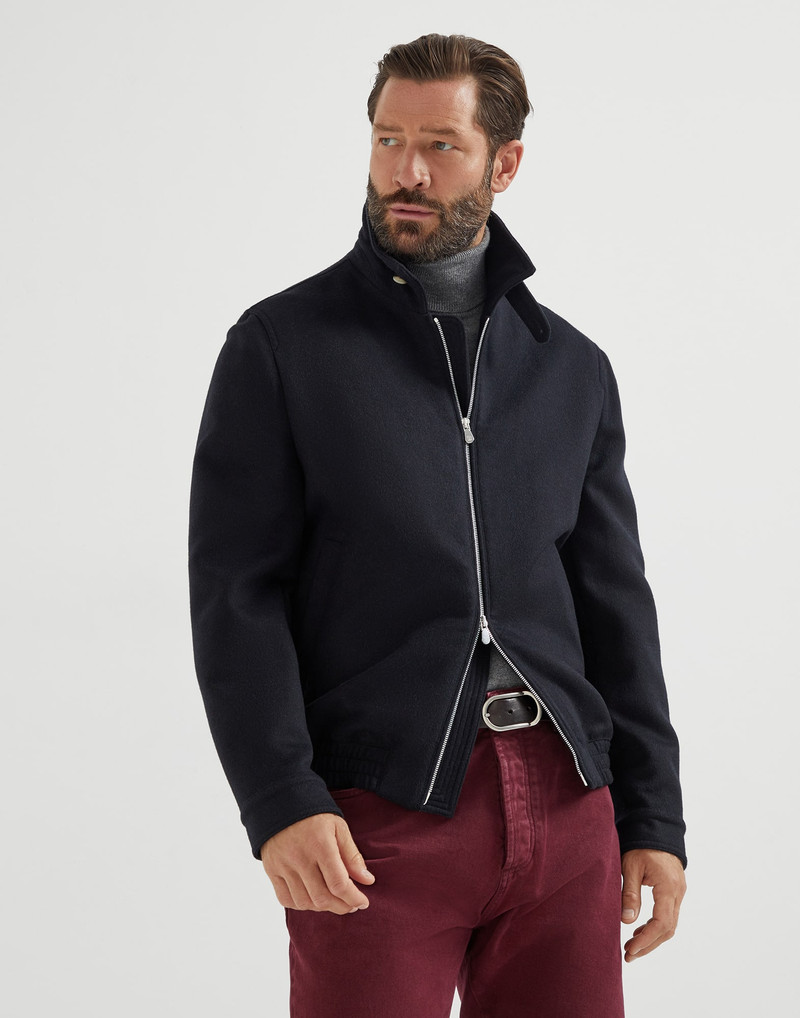 Wool flannel double cloth bomber jacket 1