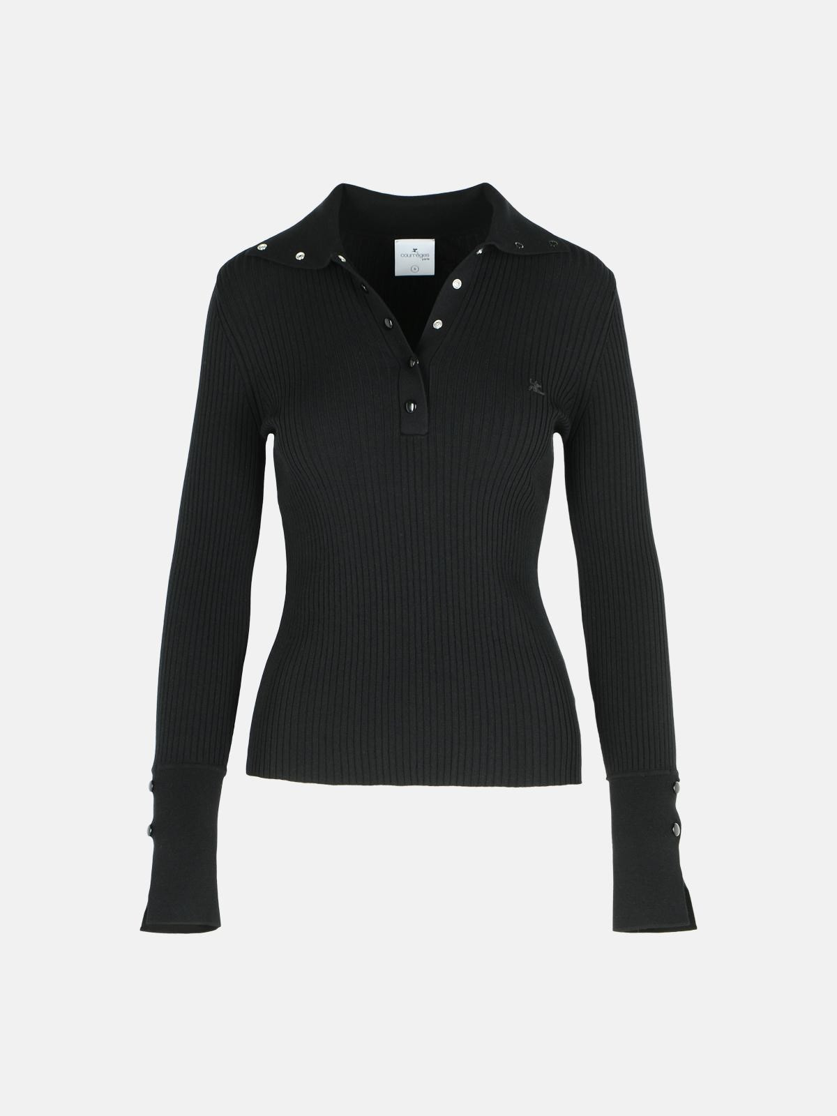 BLACK POLYESTER BLEND SWEATER - 1
