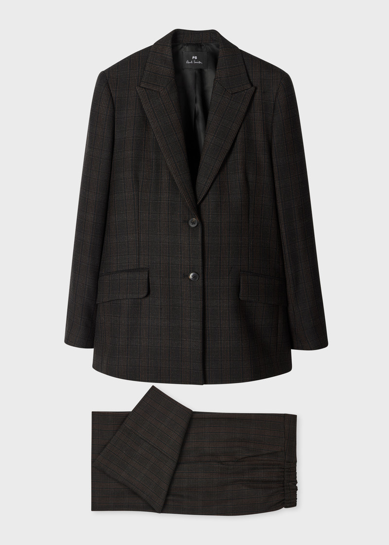 Women's Black Flecked Check Suit 1